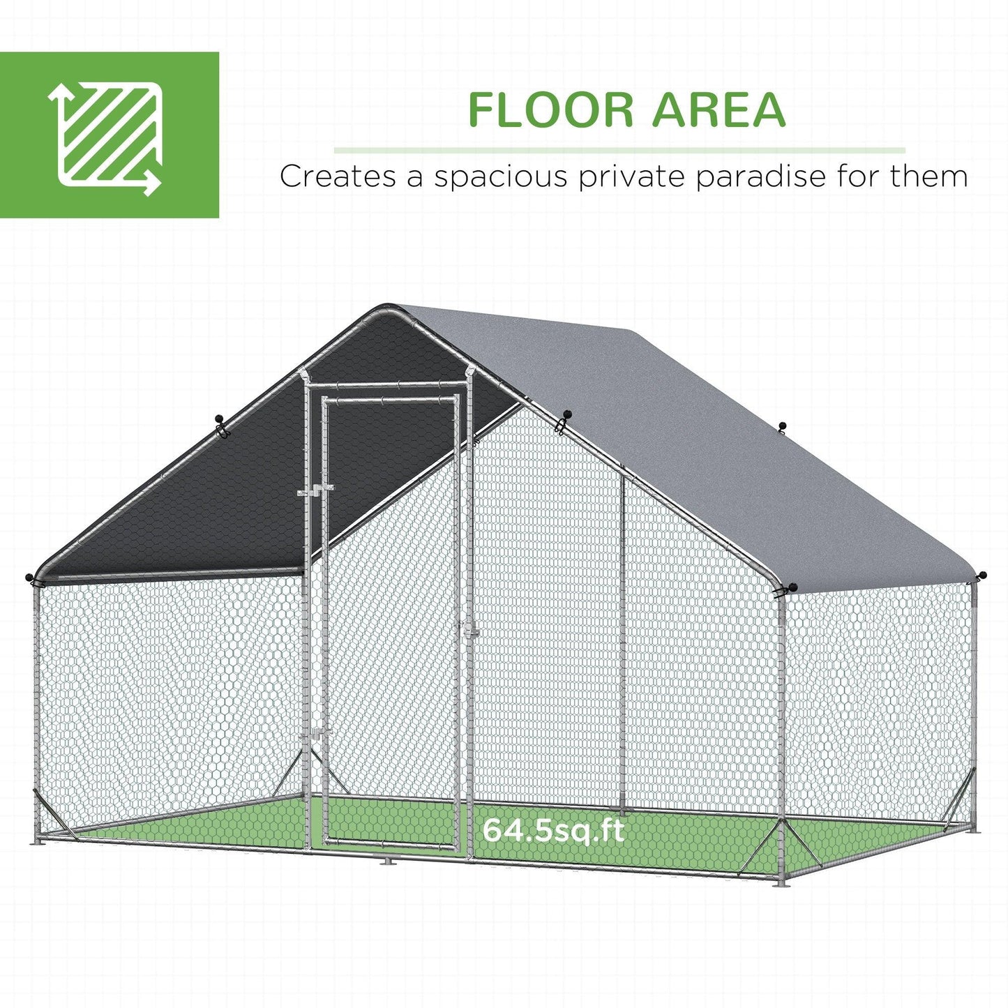 PawHut Galvanized Walk-In Chicken Run with Cover, 3x2x2m - ALL4U RETAILER LTD