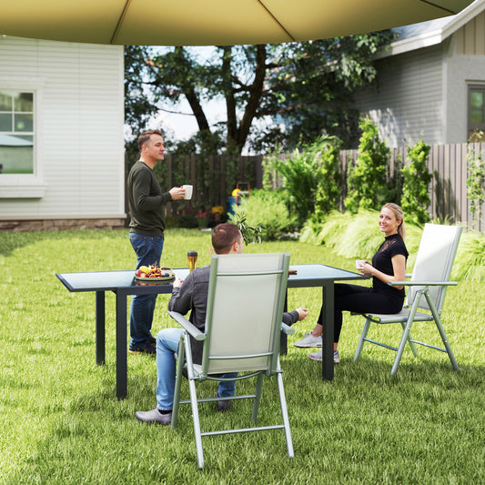Outsunny Set Of Two Aluminium Folding Garden Chairs With Mesh Seats And High Backs For Outdoor Use Light Grey