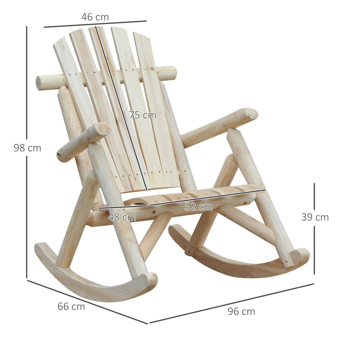 Outsunny 2 Piece Wooden Adirondack Rocking Chair Set For Porch And Garden Ergonomic Comfort Burlywood Finish