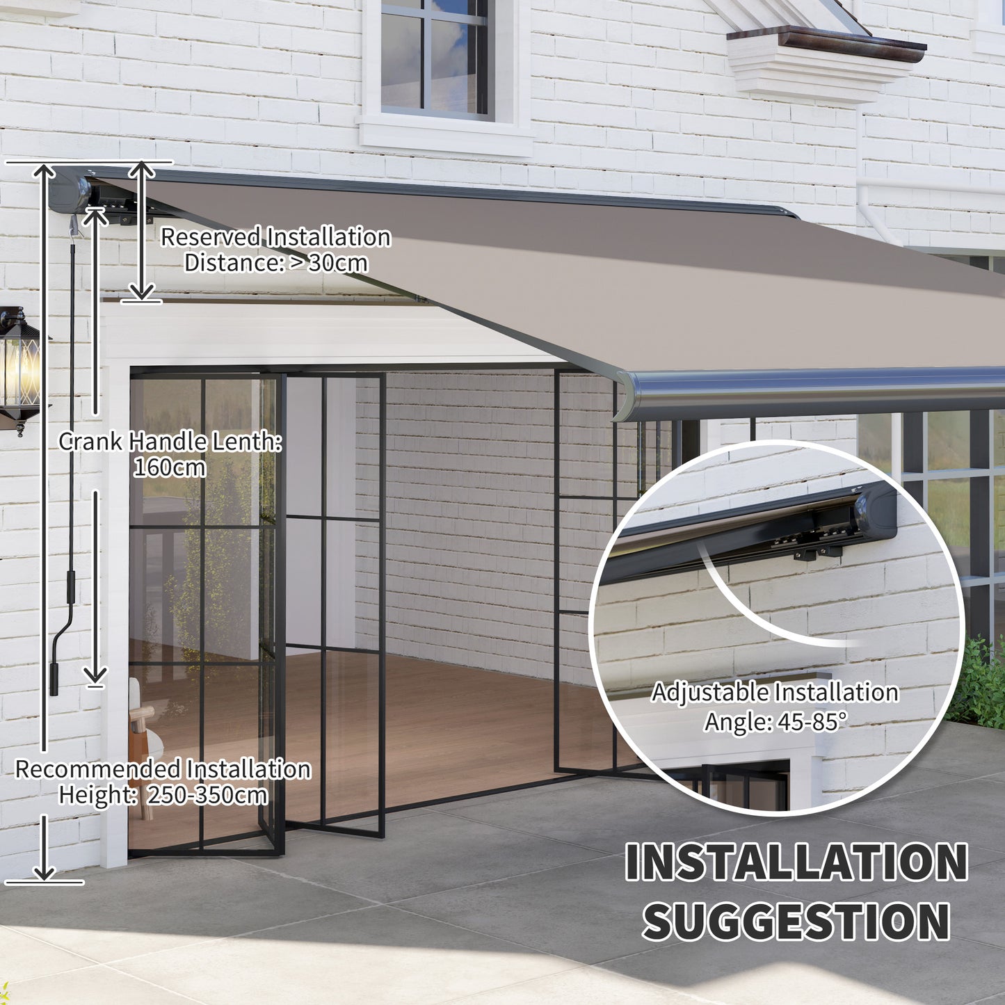 Outsunny 3x2.5m Electric Retractable Awning With Remote Controller Aluminium Frame UV50 Plus Sun Shade Canopy Patio