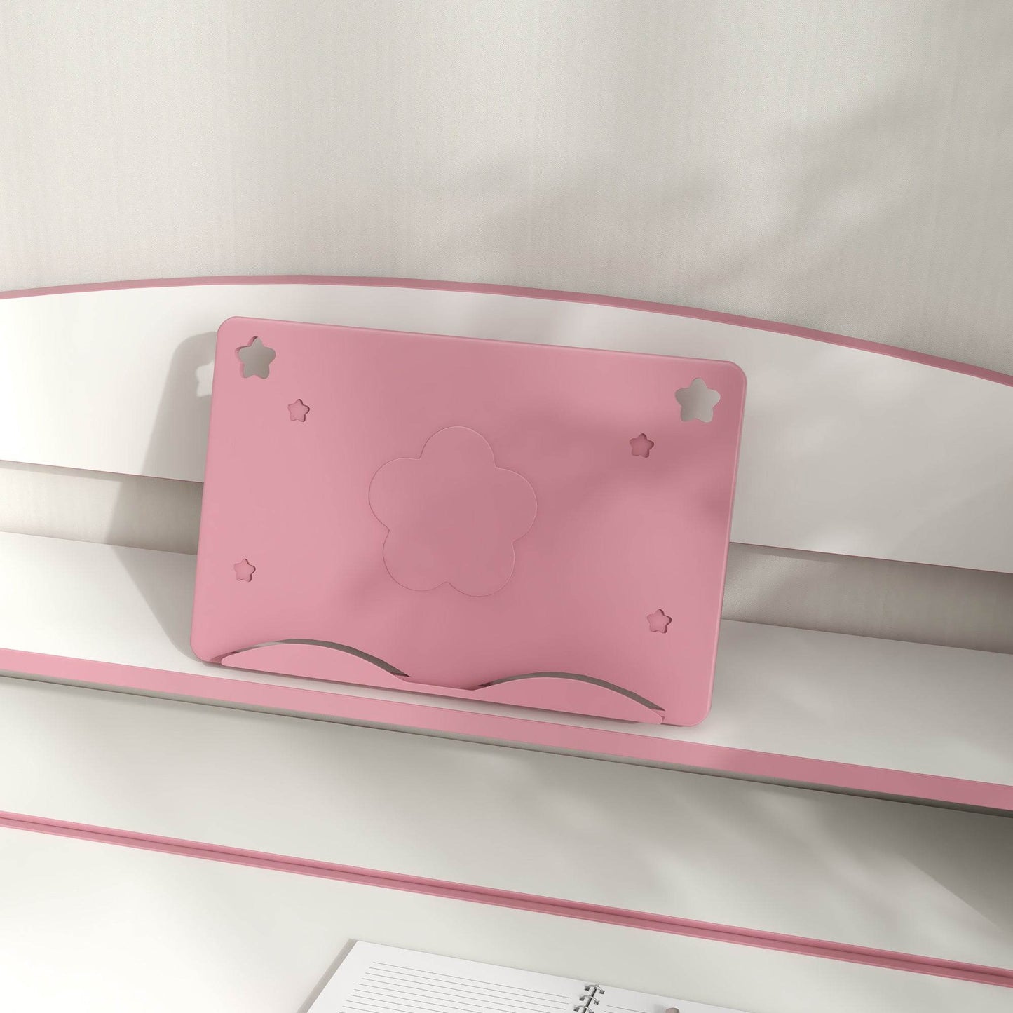 ZONEKIZ Height Adjustable Kids Study Table and Chair Set with Drawer Storage Shelf 80 x 54.5 x 104 cm Pink - ALL4U RETAILER LTD