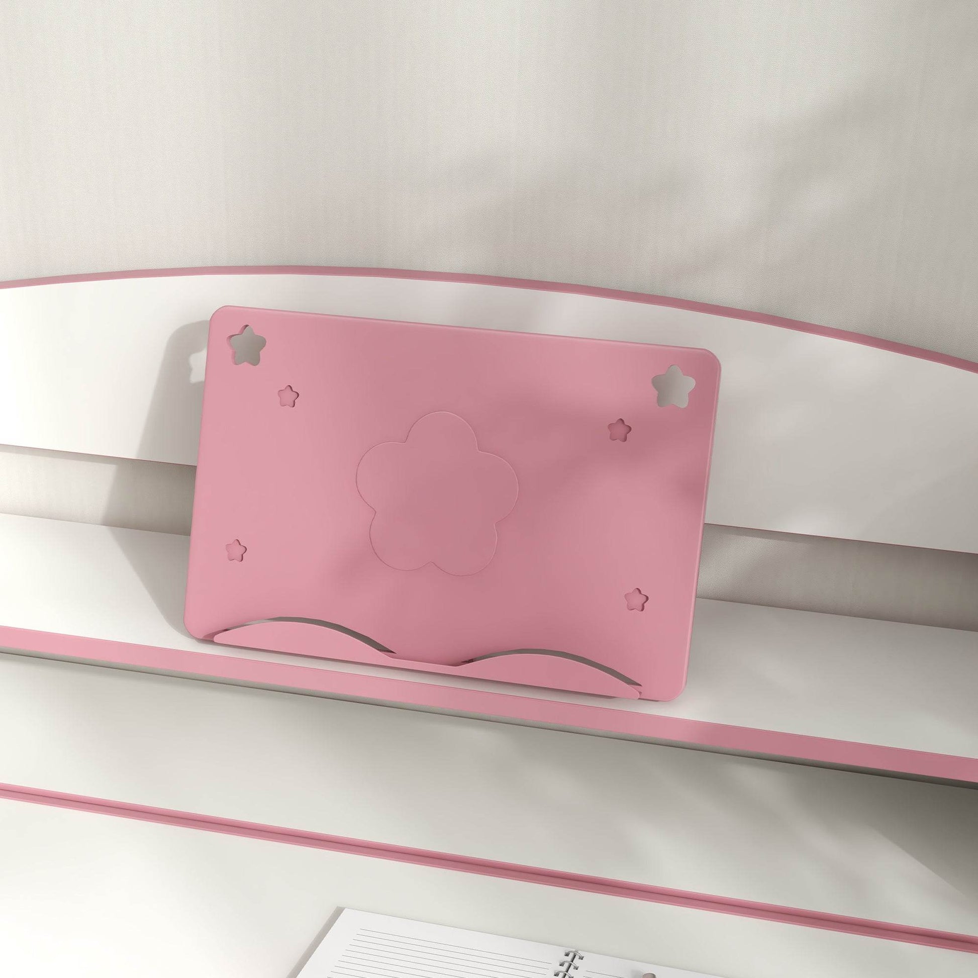 ZONEKIZ Height Adjustable Kids Study Table and Chair Set with Drawer Storage Shelf 80 x 54.5 x 104 cm Pink - ALL4U RETAILER LTD