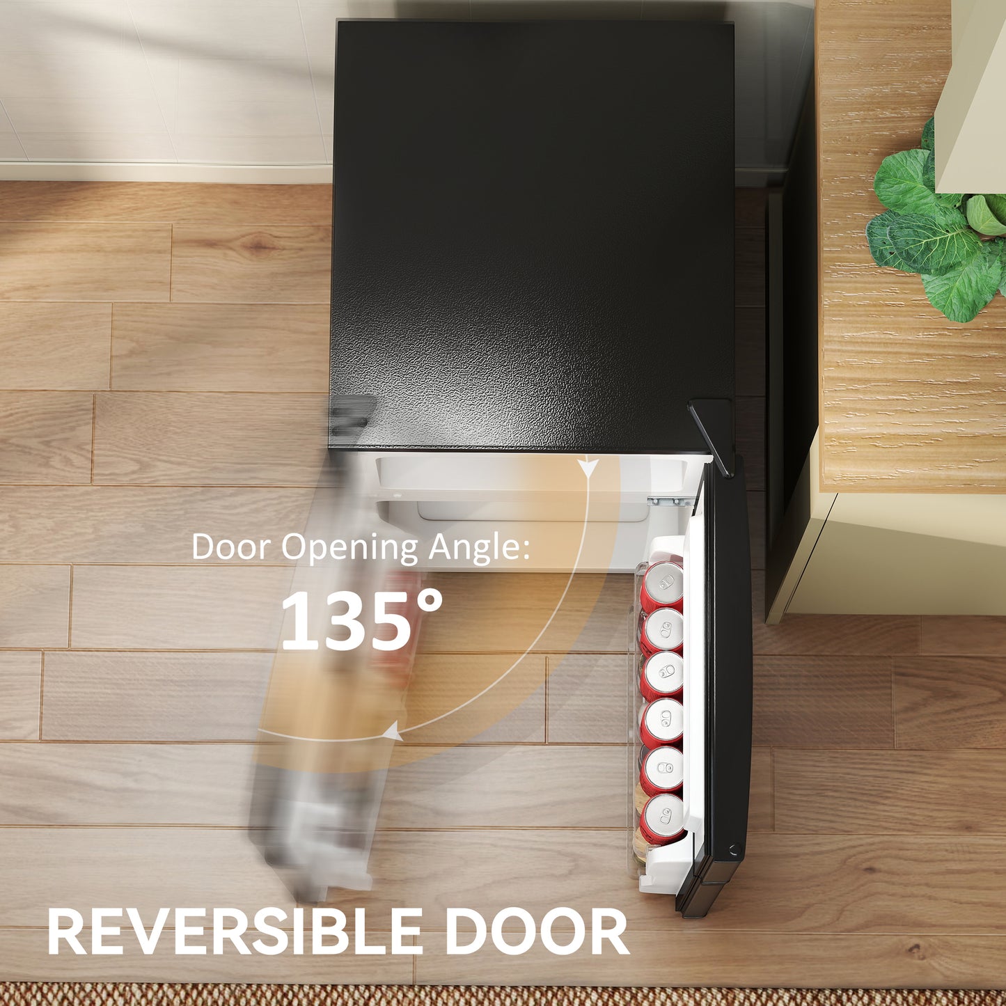 HOMCOM 88L Under Counter Fridge Freezer 25L Freezer 63L Fridge 5 Setting Control 3 Star Freezer Reversible Doors