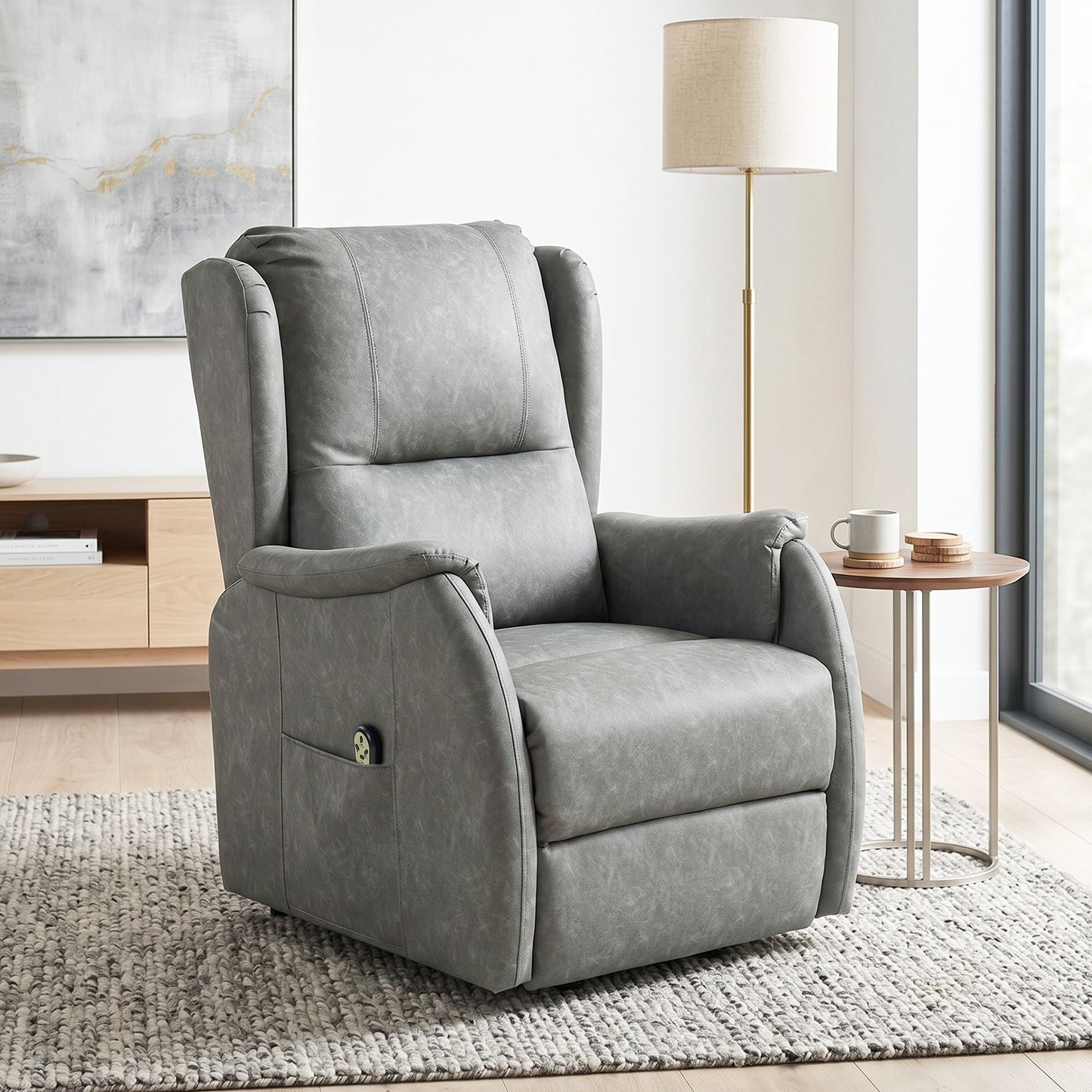 HOMCOM Power Lift Recliner Chair Dual Motor Electric Lift Chair For Elderly With Remote Control Grey