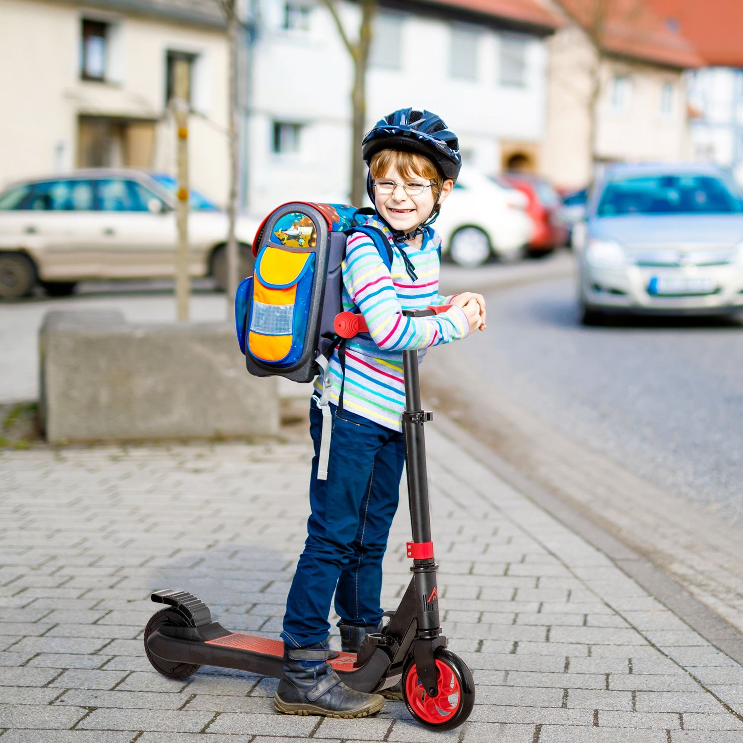 HOMCOM Kids Electric Folding Scooter, 120W, 8km/h Speed, with Rear Brake, for Ages 6+, Red | Aosom UK - ALL4U RETAILER LTD