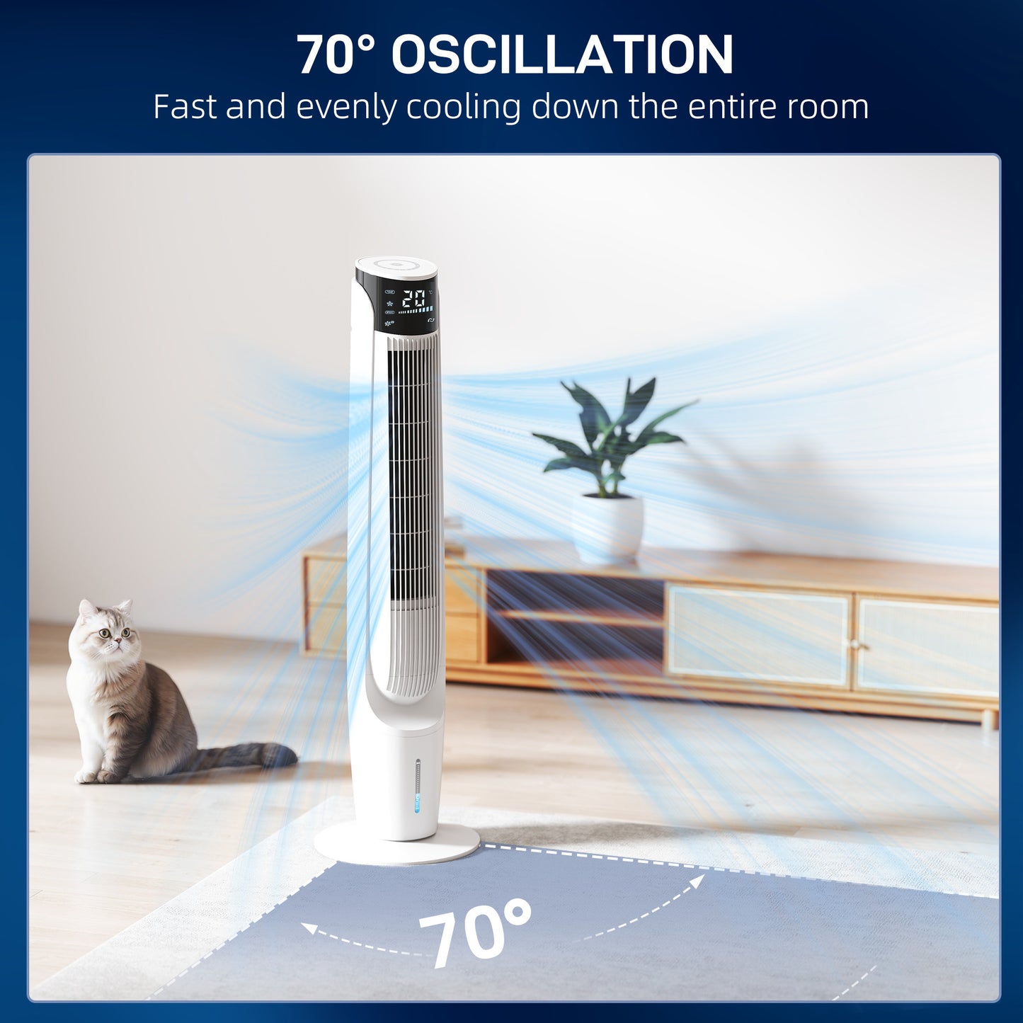 HOMCOM Ice Cooling Air Cooler With LED Display Remote Control Oscillating Fan 3 Speeds 4 Modes 12 Hour Timer White