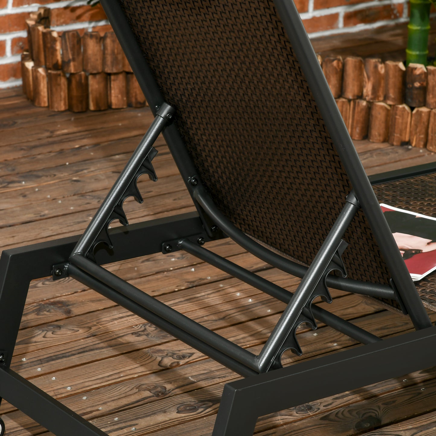 Outsunny Adjustable PE Rattan Chaise Lounge Chair with Wheels for Outdoor Relaxation, Brown - ALL4U RETAILER LTD