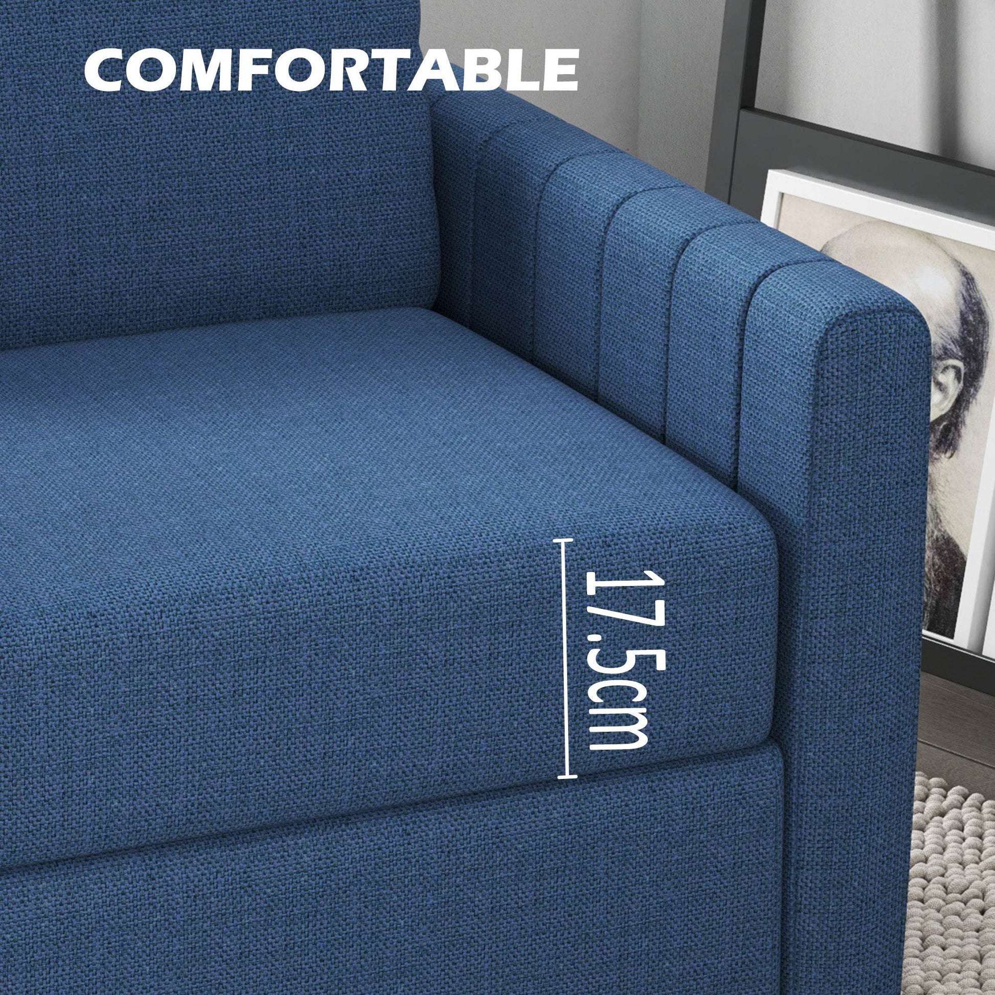 HOMCOM Contemporary Blue Linen-Look Compact Two-Seater Sofa - ALL4U RETAILER LTD