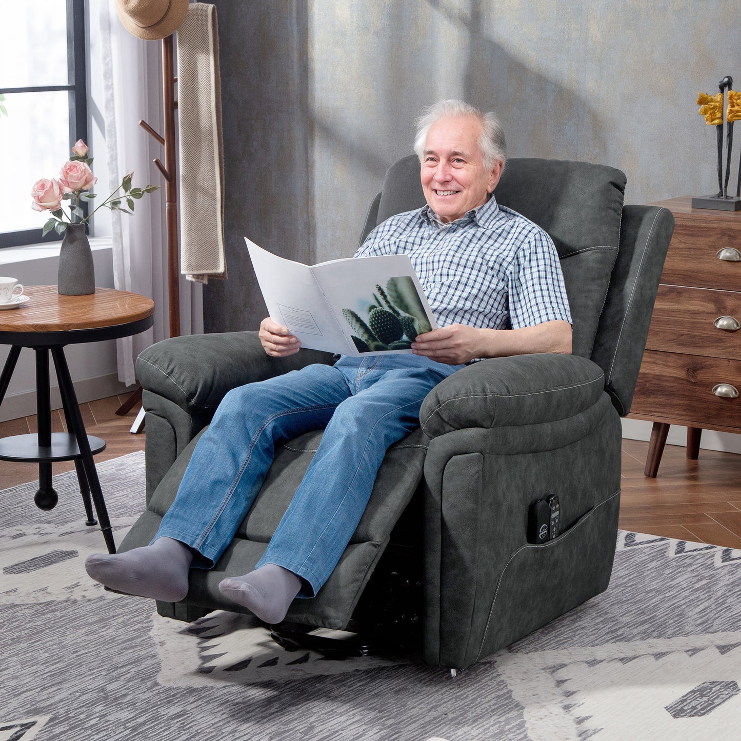 HOMCOM Power Lift Recliner Chair With Vibration Massage And Heat USB Charging Port Grey