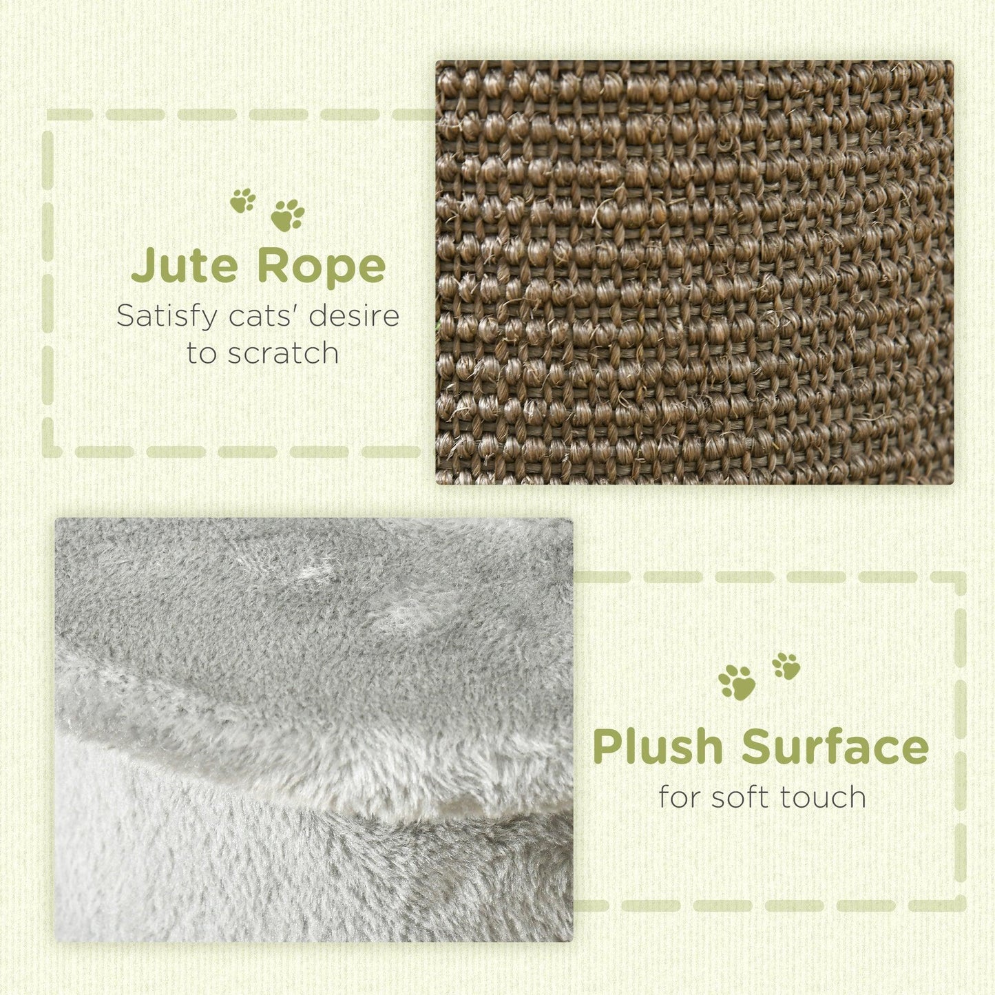 PawHut Grey Plush Cat Scratching Post with Sisal Rope - ALL4U RETAILER LTD