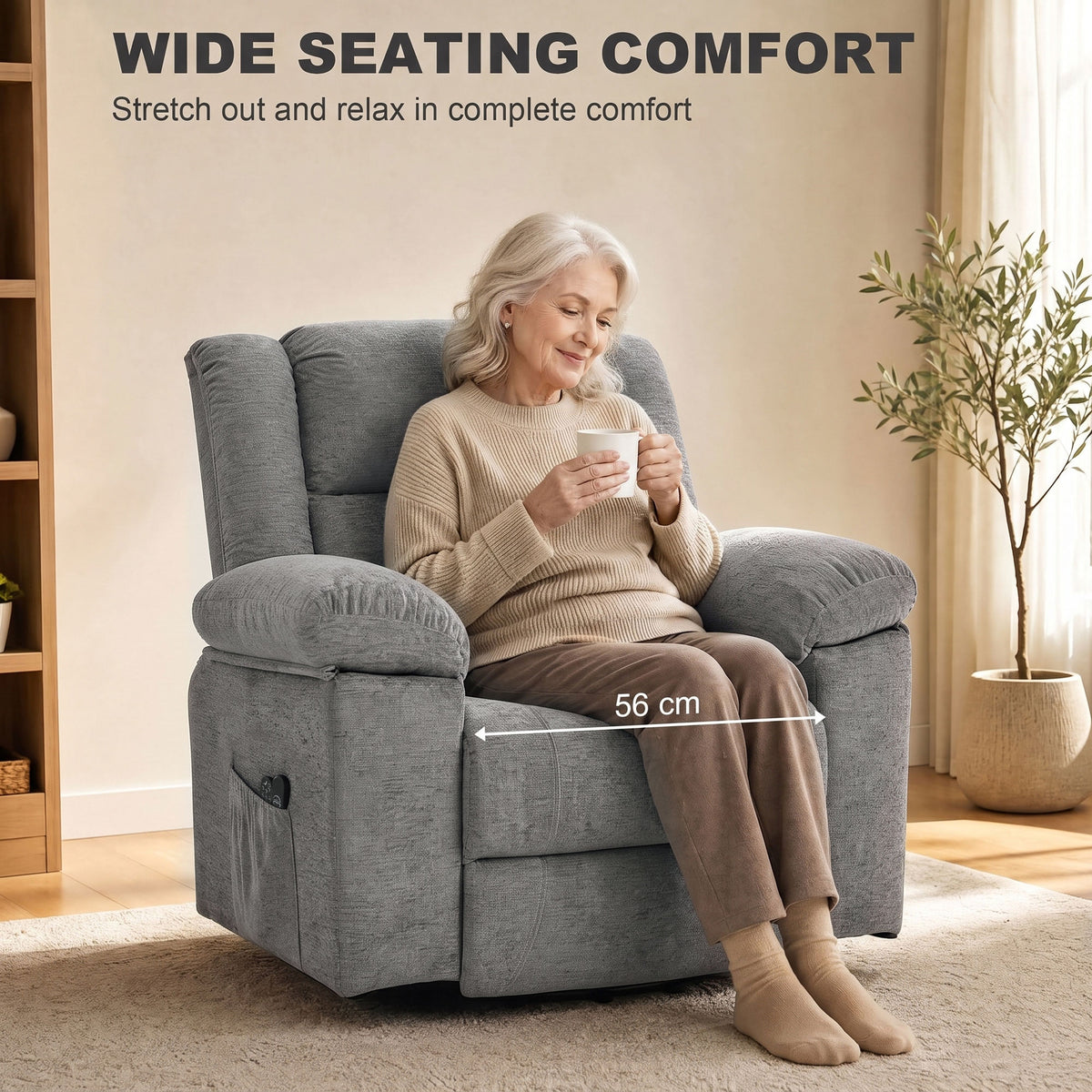 HOMCOM Power Lift Recliner Chair With Massage And Heat For Elderly Grey