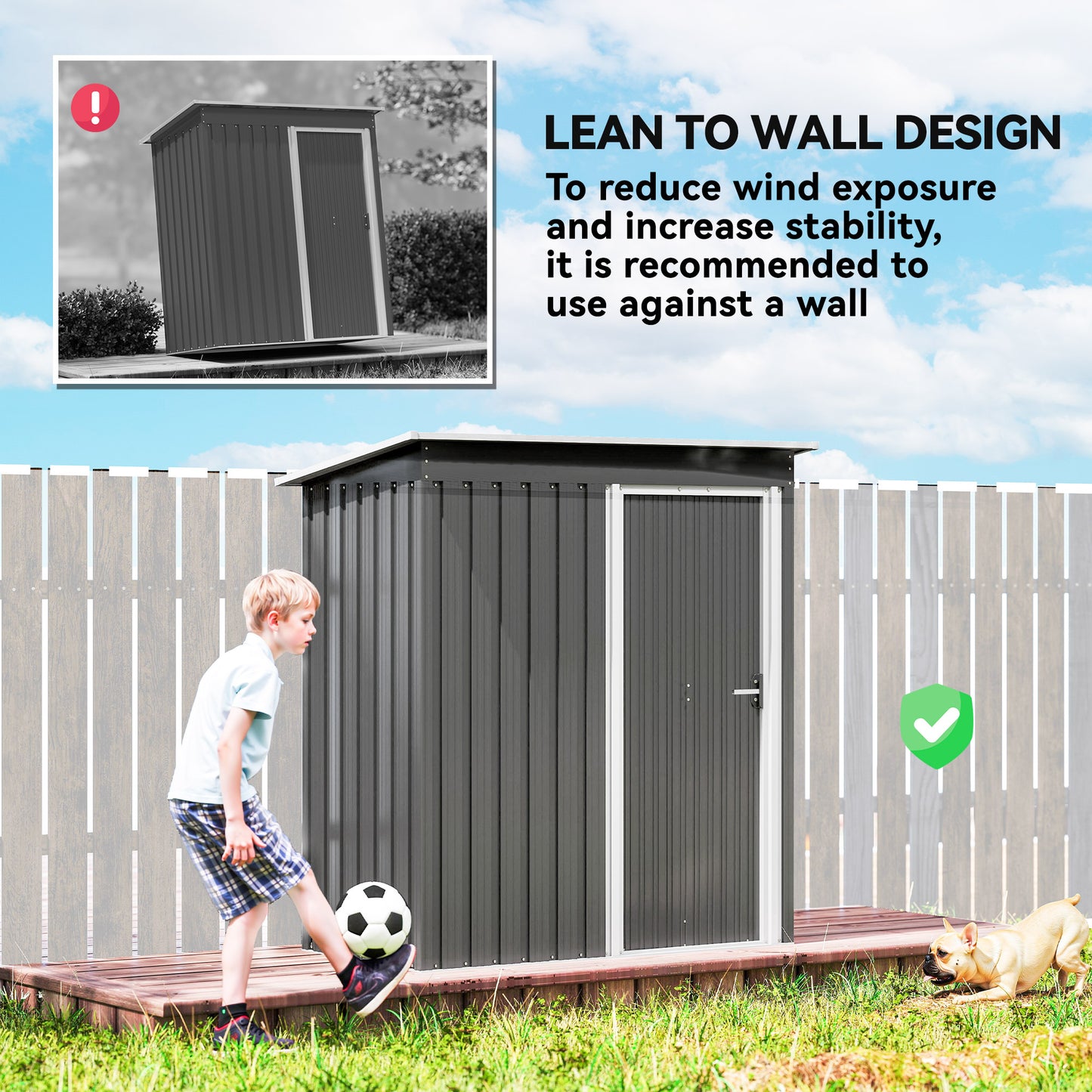 Outsunny 5x3 Ft Garden Storage Shed With Sliding Door Sloped Roof For Outdoor Tools Light Grey