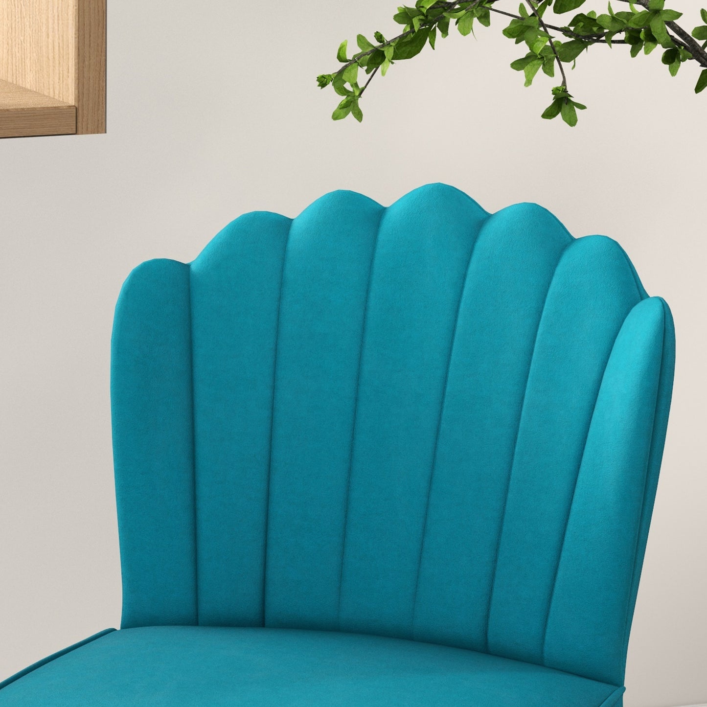 Set of 2 Velvet Feel Shell Accent Chairs with Gold Tone Legs for Living Room Blue