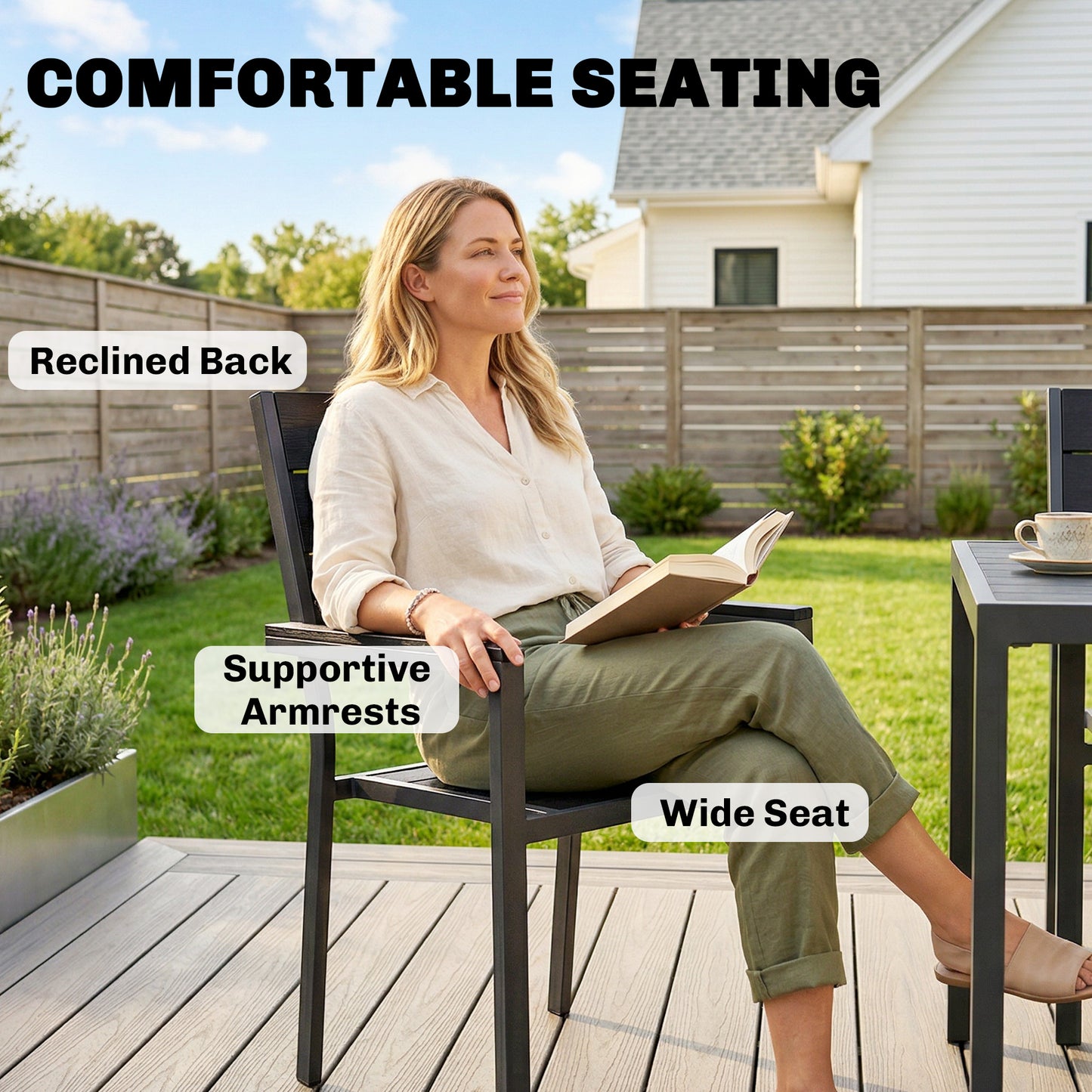 Outsunny 7 Piece Outdoor Dining Set With Slatted Tabletop For 6 Patio Table And Chairs Garden Furniture