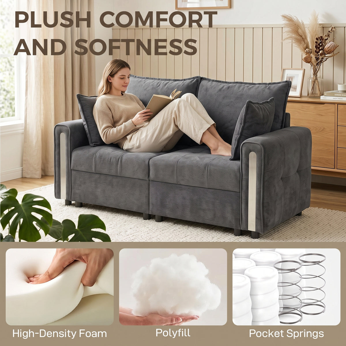 HOMCOM 2 Seater Velvet Loveseat Sofa With Lift Up Storage, Dark Grey