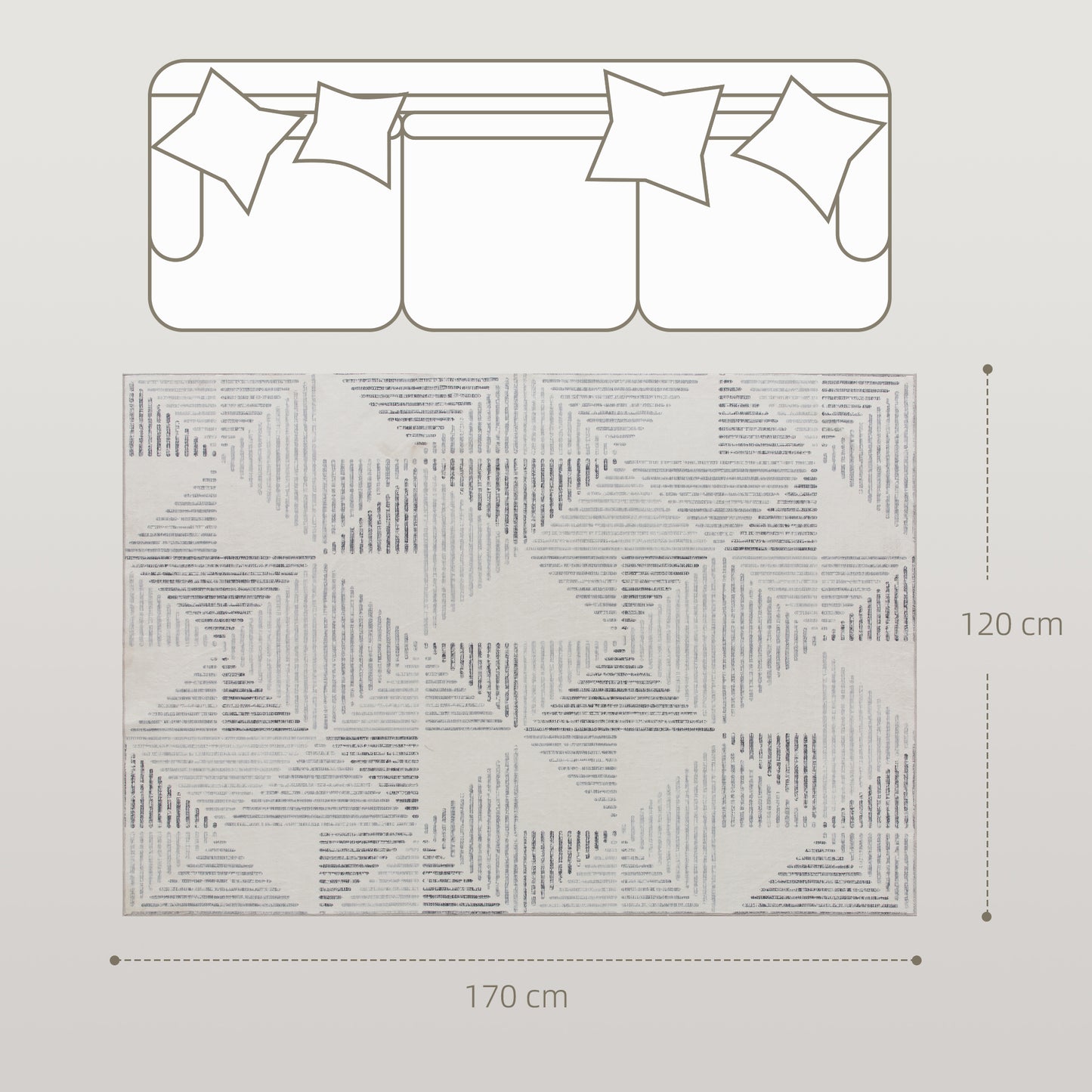 HOMCOM Modern Area Rug Geometric Pattern Non Slip Machine Washable Soft Floor Carpet 170 X 120 cm Grey