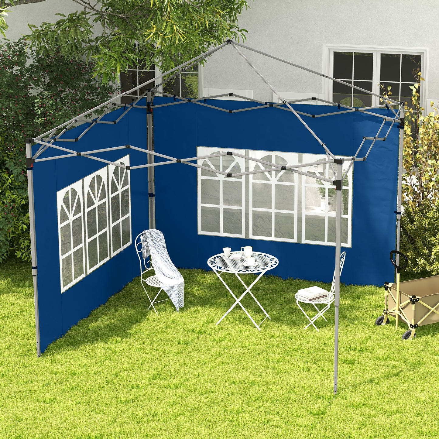 Outsunny Set Of 2 Gazebo Side Panels Blue For 3x3m And 3x4m Canopies With Window