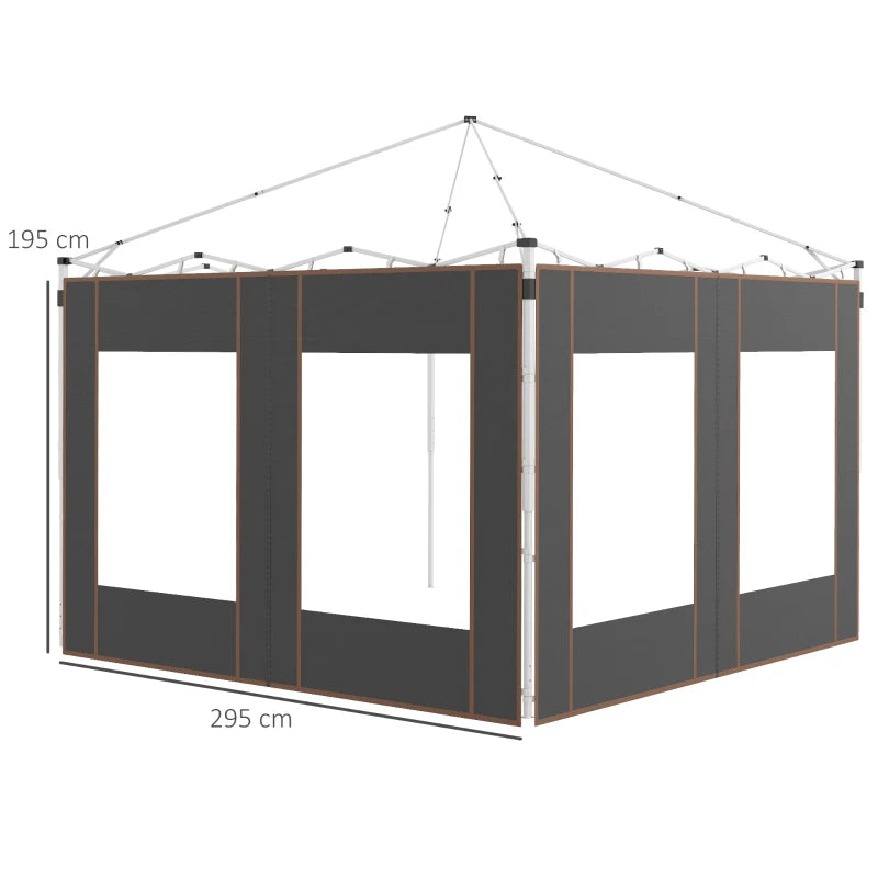 Outsunny Gazebo Side Panels - 2 Pack Replacement Sides for 3x3m or 3x6m Pop-Up Gazebo with Doors and Windows - Grey - ALL4U RETAILER LTD