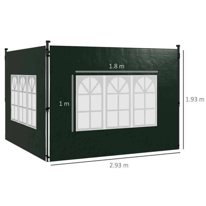 Outsunny Set of Two 3x3m Gazebo Frame Replacement Walls - Enhance Your Outdoor Space with Durable Green Canopy Accessories - ALL4U RETAILER LTD