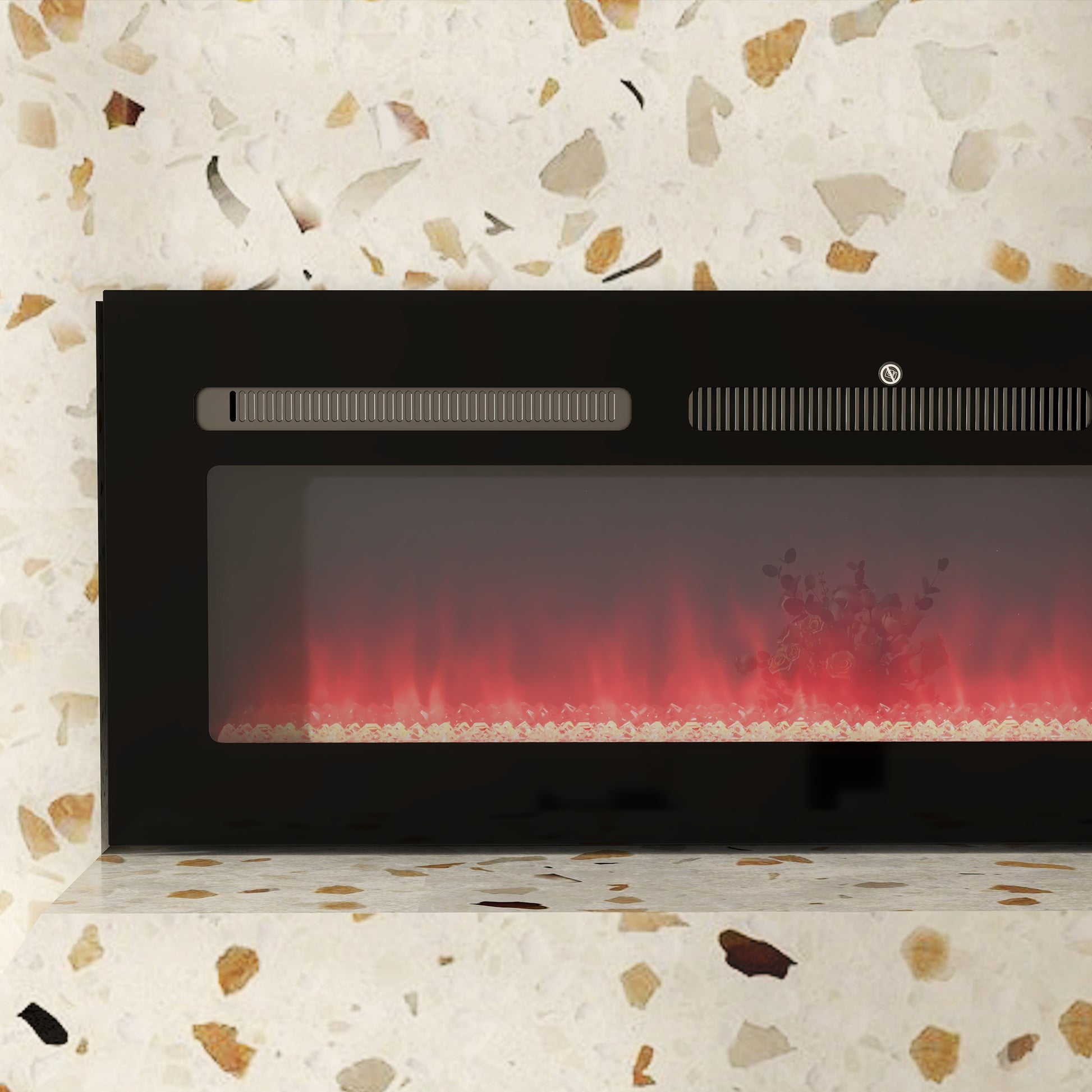 HOMCOM 127cm Wall Mounted Electric Fireplace, 2000W, Remote Control, 9 Flame Colour, Black - ALL4U RETAILER LTD