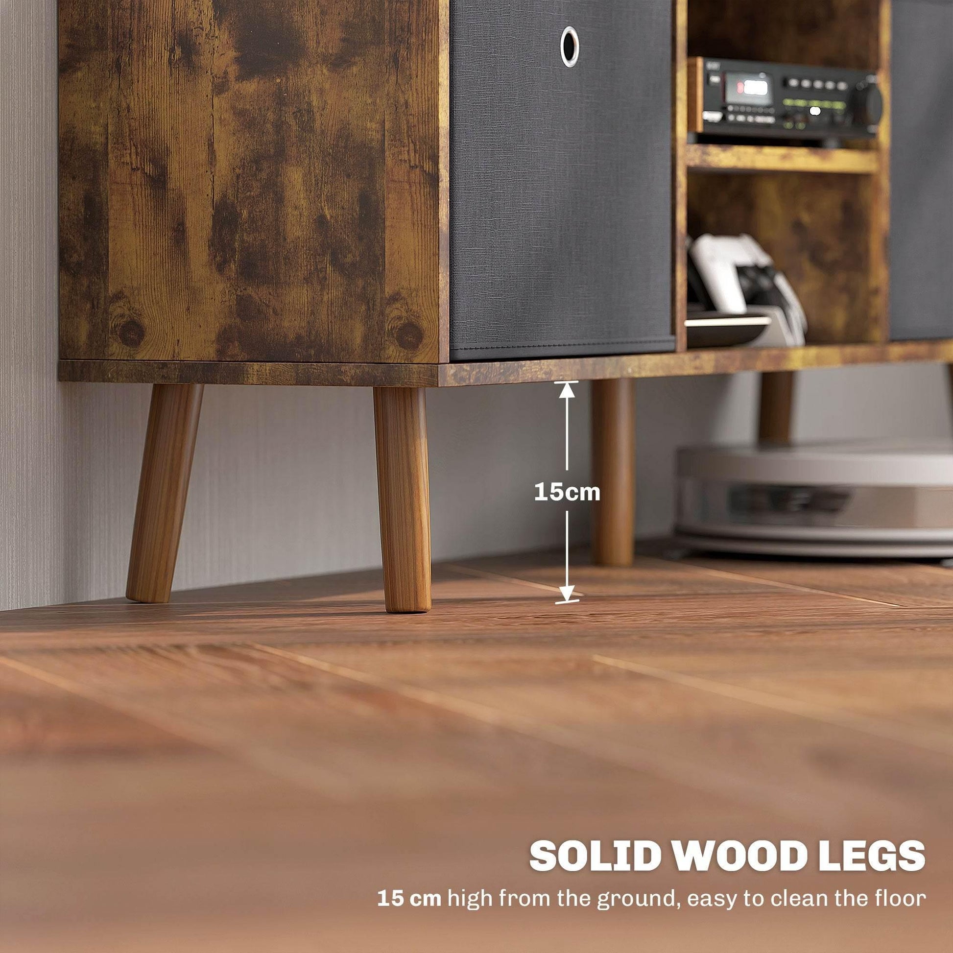 Rustic Brown HOMCOM TV Stand with Foldable Drawers for 50'' Screens - Versatile Entertainment Center for Living Room - ALL4U RETAILER LTD