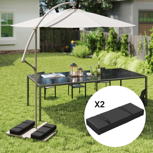 Outsunny Parasol Weights Set of 2 25 Kg Fillable Sandbag Base Weights with Handles for Cantilever Umbrellas Black