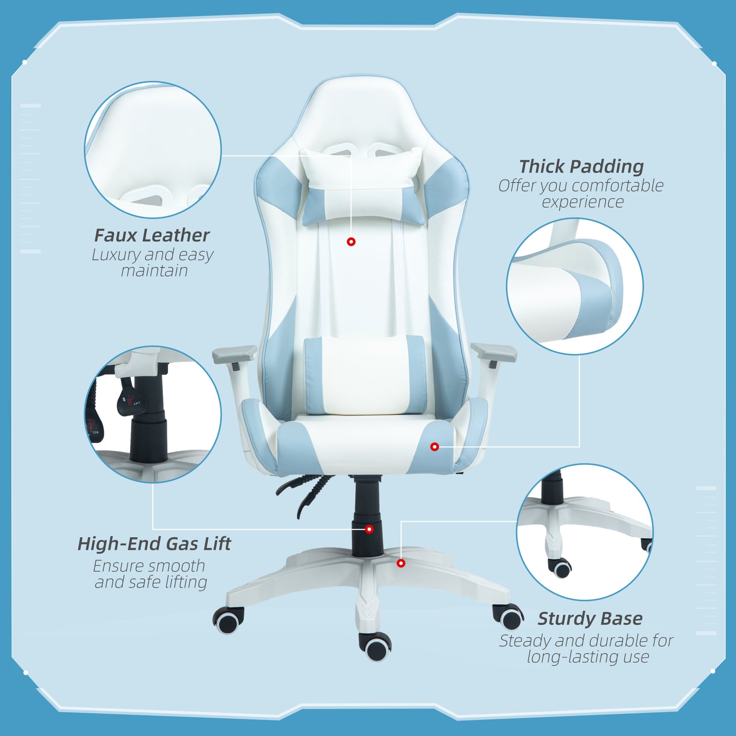 HOMCOM Racing Style Gaming Chair with Adjustable Features and Supportive Design - ALL4U RETAILER LTD