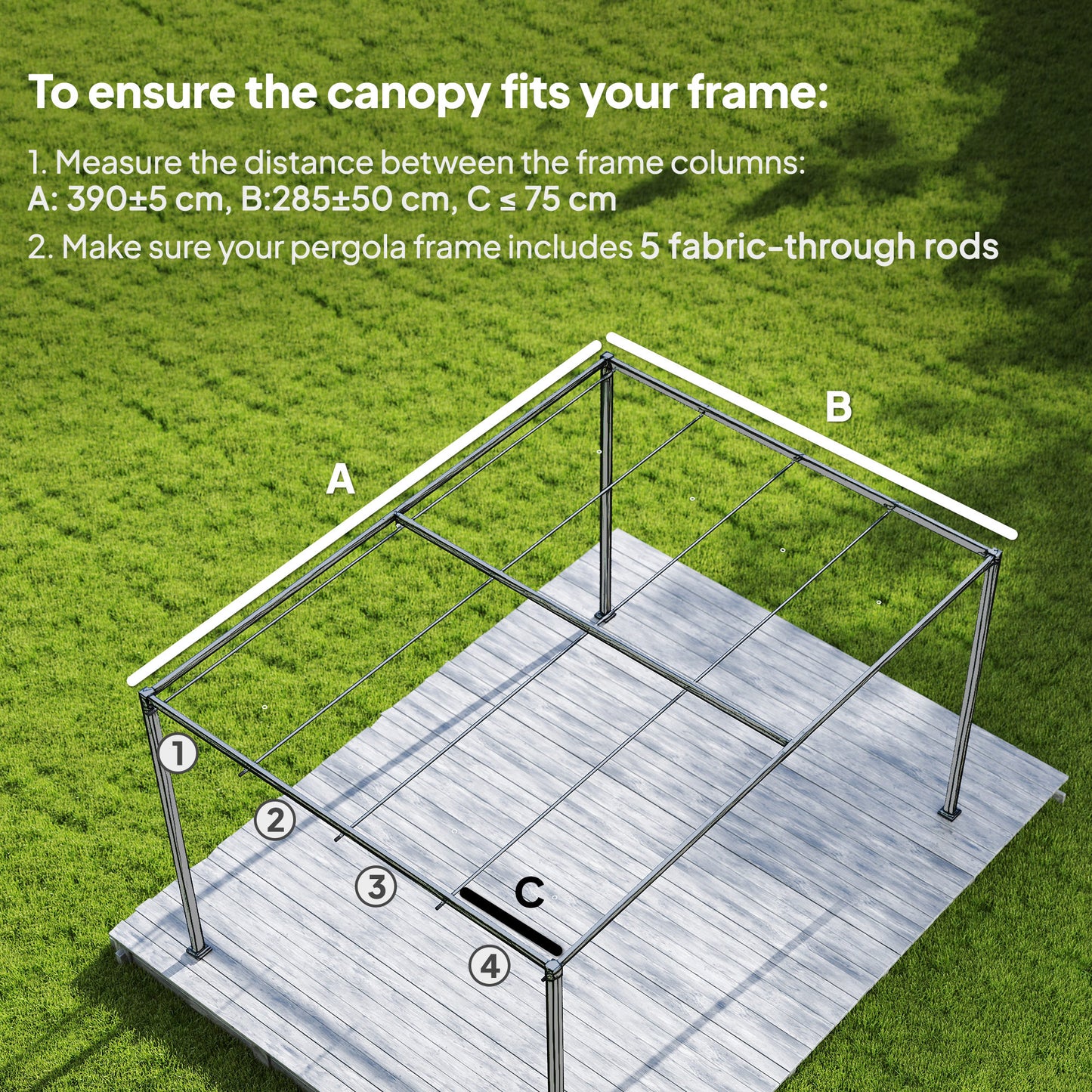 Outsunny Retractable Pergola Canopy Replacement Cover 3.92 x 3.5 m UV 30 Plus for 4 x 3 m Pergola Dark Grey