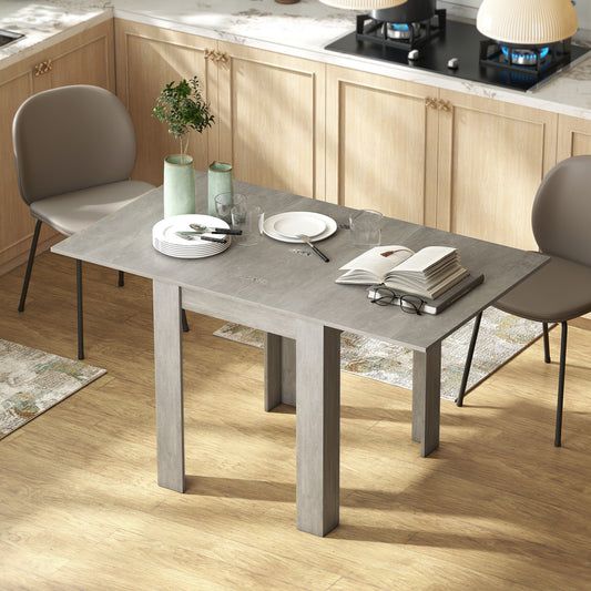 HOMCOM Extendable Folding Dining Table for 4 to 6 Guests, Rectangular Drop Leaf, 140 x 80 x 77.5 cm, Grey