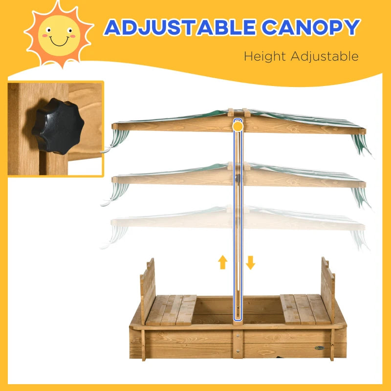 Outsunny Kids Square Wooden Sandpit Children Cabana Sandbox Outdoor Playset - ALL4U RETAILER LTD