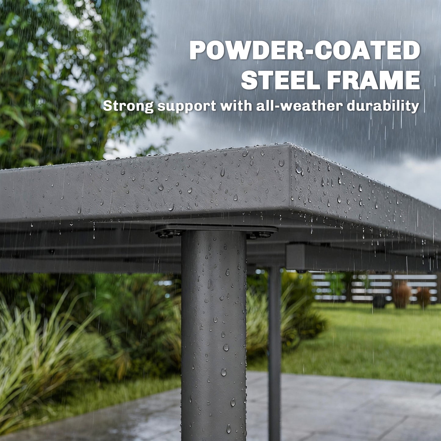 Outsunny 165 X 80 Cm Rectangular Garden Dining Table For 6 With Slatted Top Weather Resistant Metal Frame