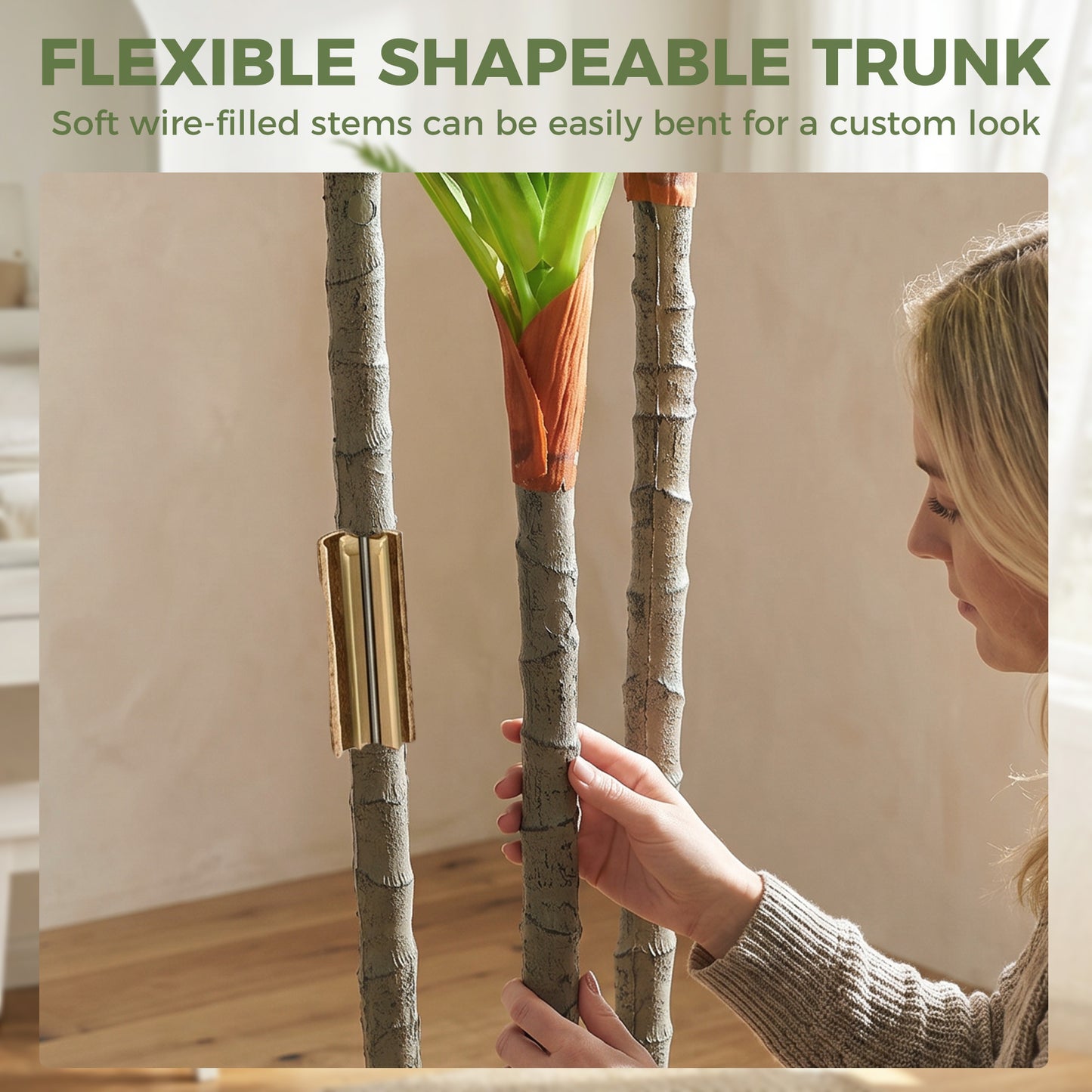 HOMCOM 90cm Lifelike Artificial Dracaena Tree With Bendable Trunks Realistic Green Leaves For Home Decor