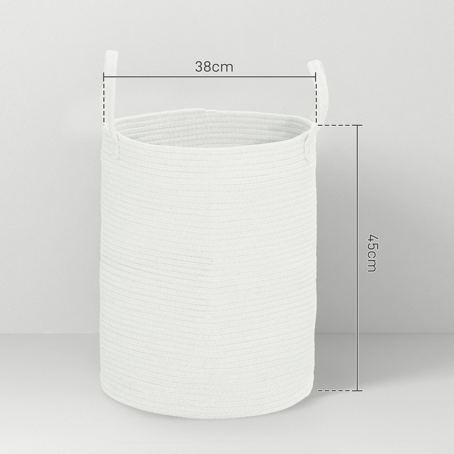 HOMCOM 36L Soft Cotton Rope Laundry Basket with Dual Handles - Cream White - ALL4U RETAILER LTD