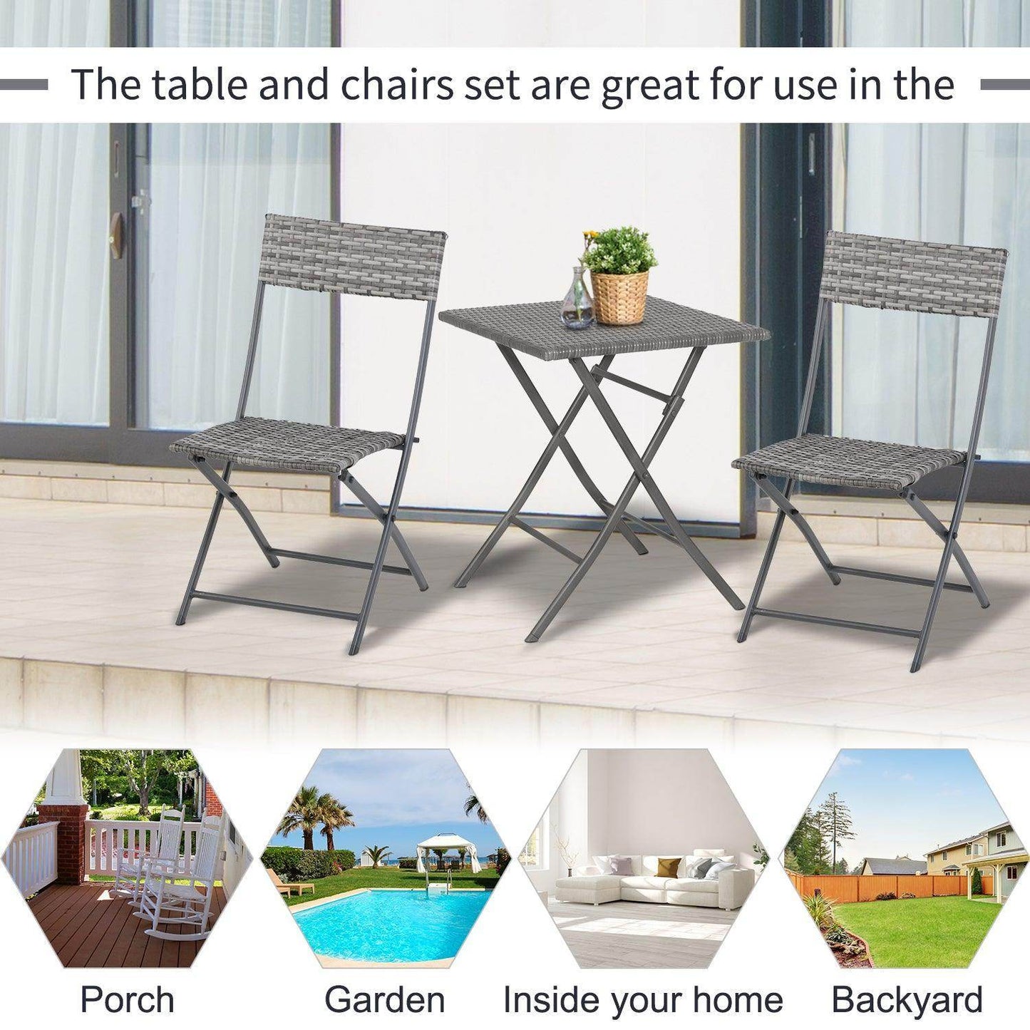 Outsunny 2-Seater Patio Set - Grey - ALL4U RETAILER LTD