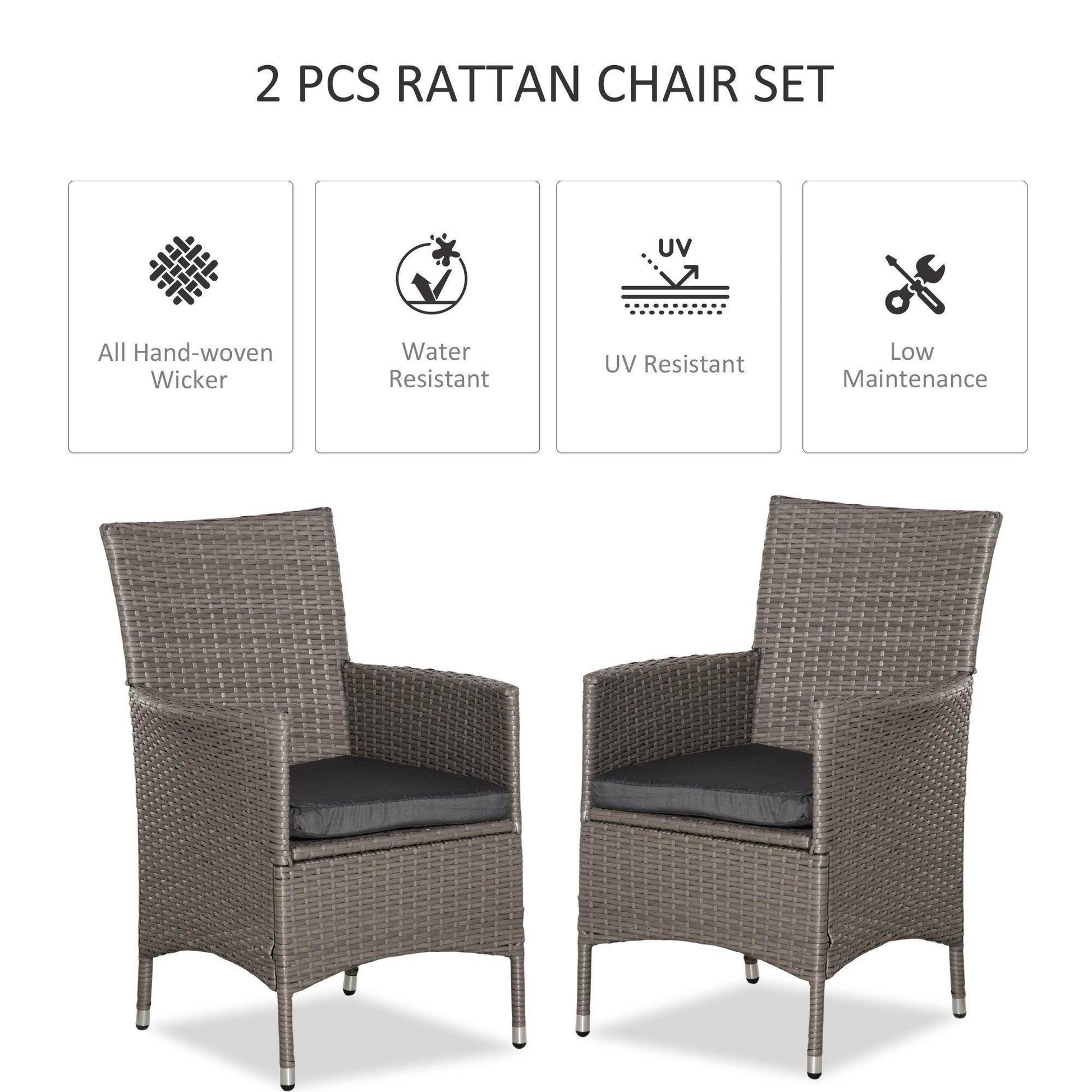 Outsunny 2-Seater Rattan Patio Chair - Grey - ALL4U RETAILER LTD