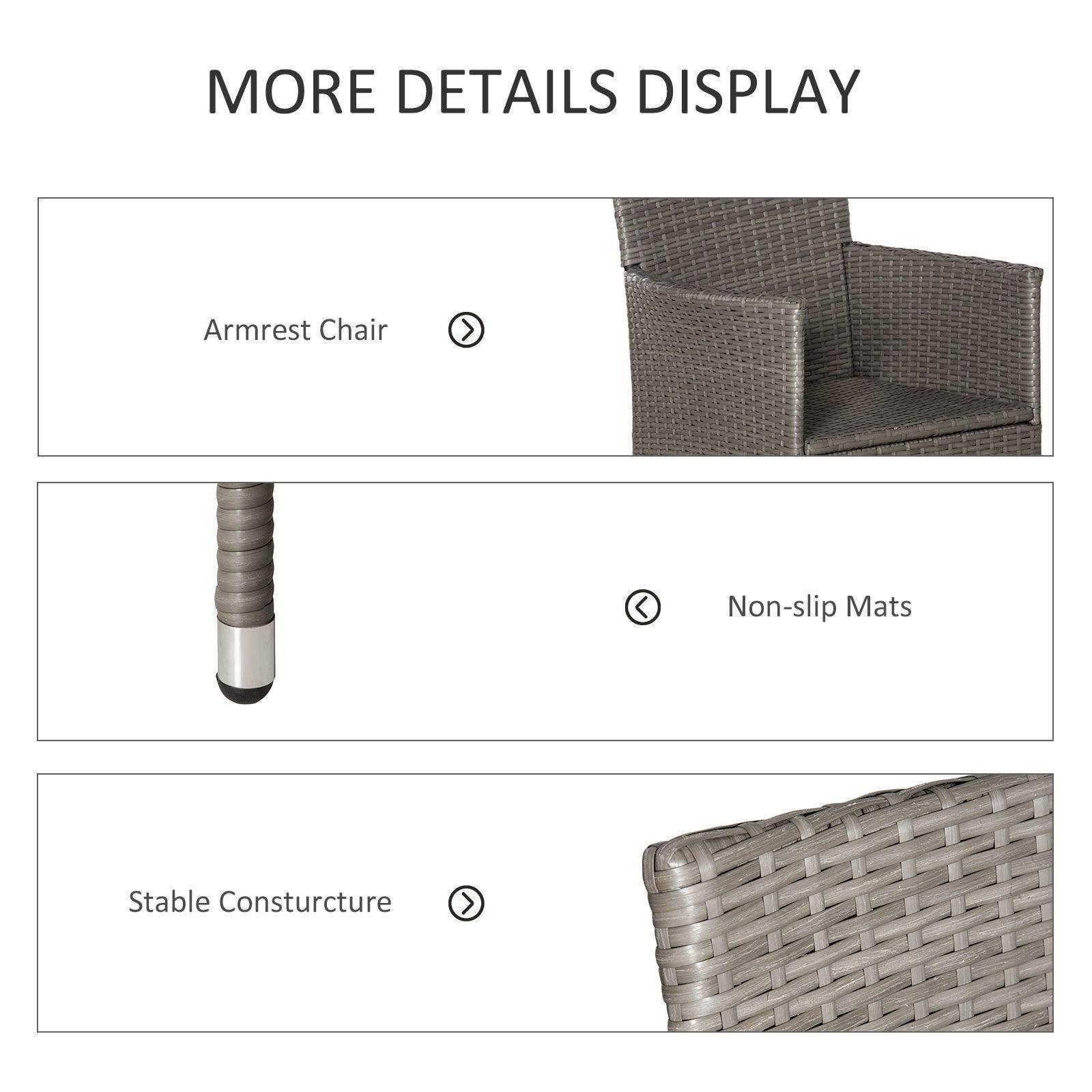 Outsunny 2-Seater Rattan Patio Chair - Grey - ALL4U RETAILER LTD