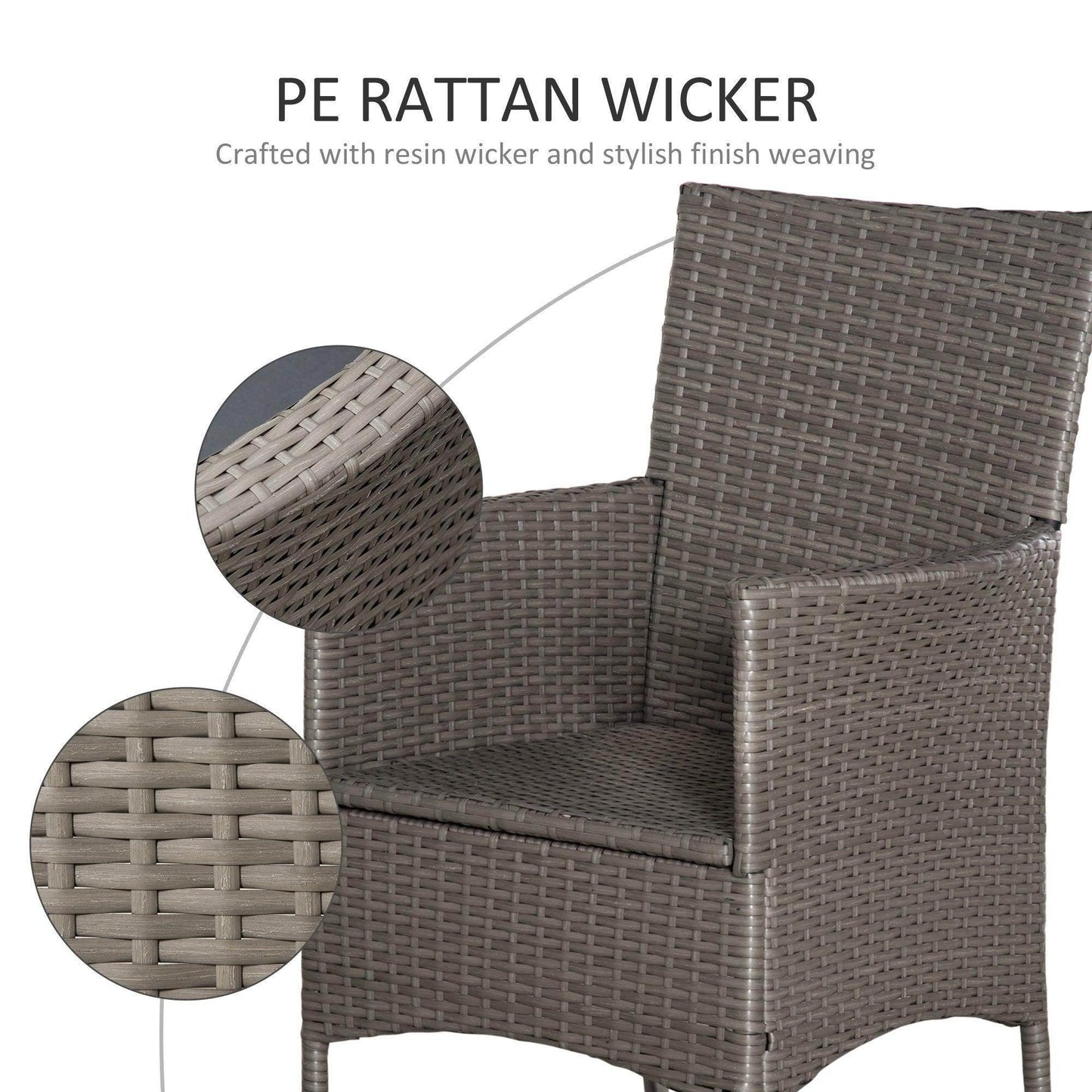 Outsunny 2-Seater Rattan Patio Chair - Grey - ALL4U RETAILER LTD