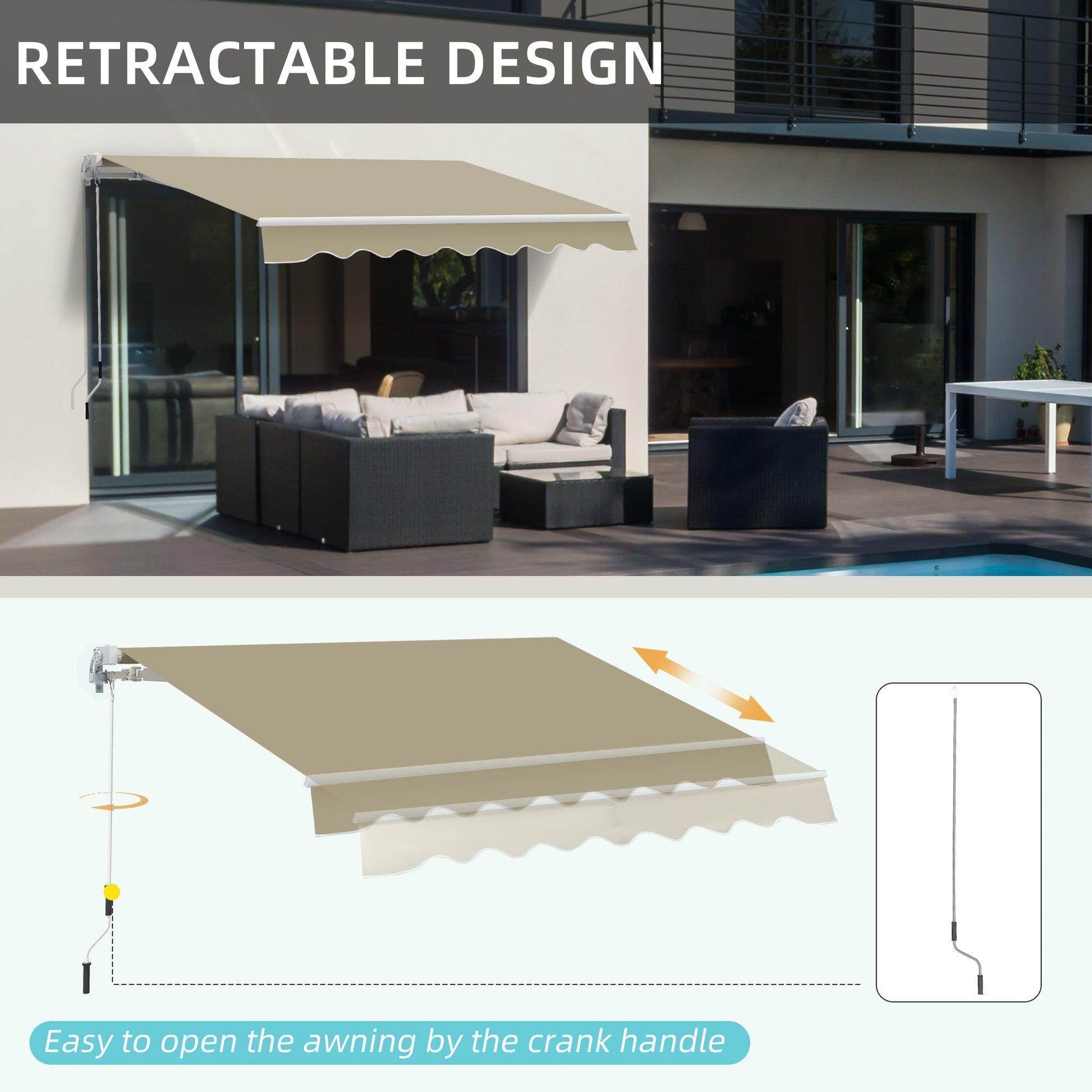 Outsunny 2.5m Manual Retractable Awning - ALL4U RETAILER LTD