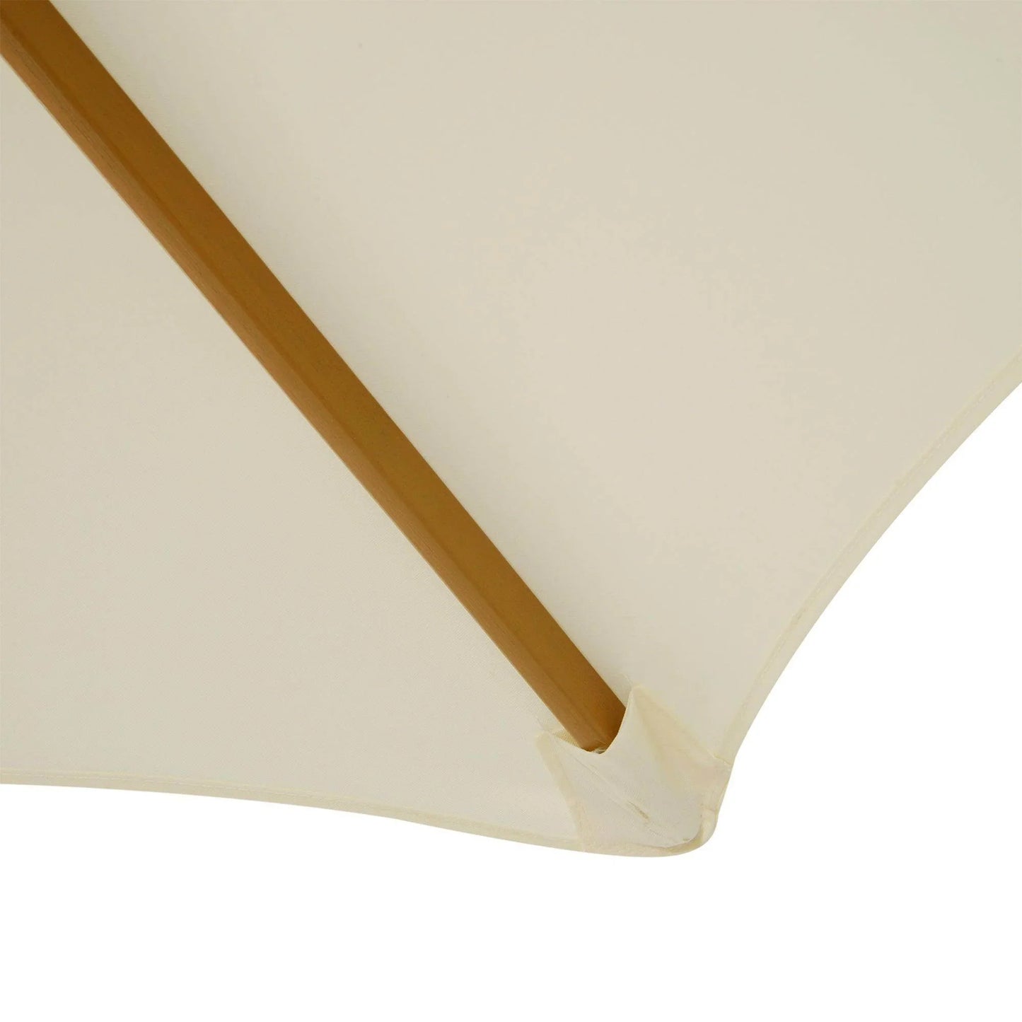Close-up of beige wooden garden parasol canopy with wooden rib, ALL4U RETAILER LTD