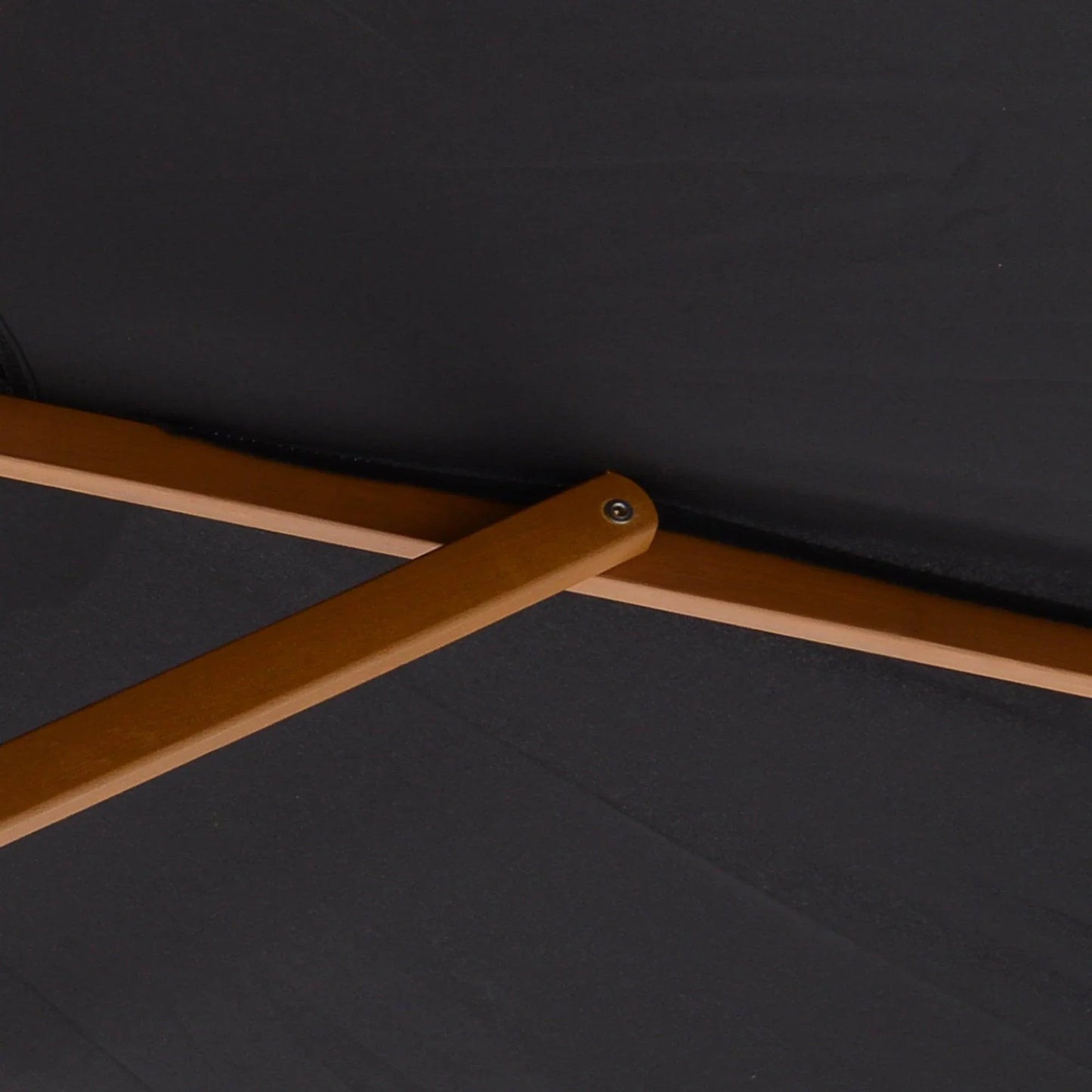 Close-up of wooden frame under black garden patio parasol from ALL4U RETAILER LTD