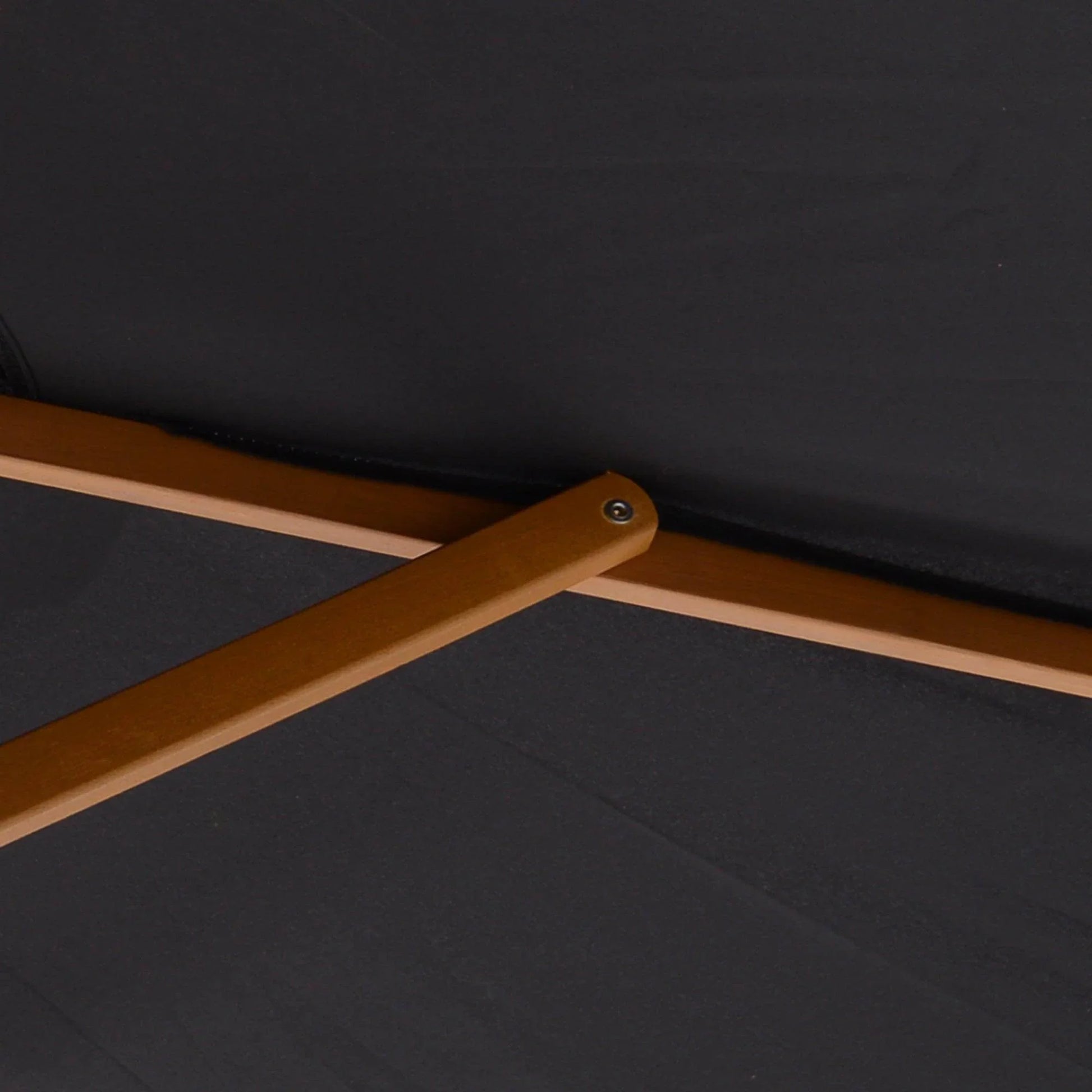 Close-up of wooden frame under black garden patio parasol from ALL4U RETAILER LTD