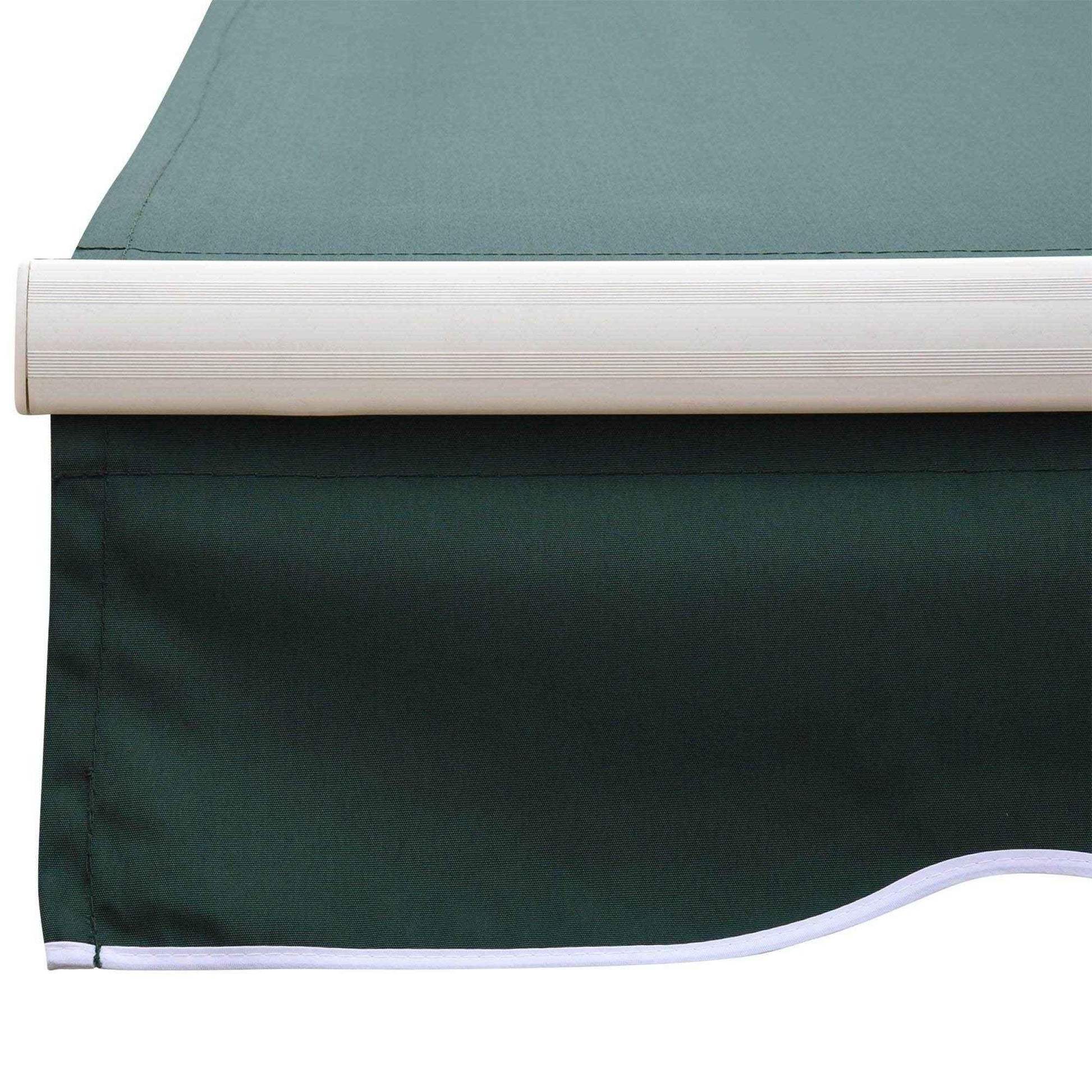 Green manual awning with white trim, outdoor home and garden shade from ALL4U RETAILER LTD