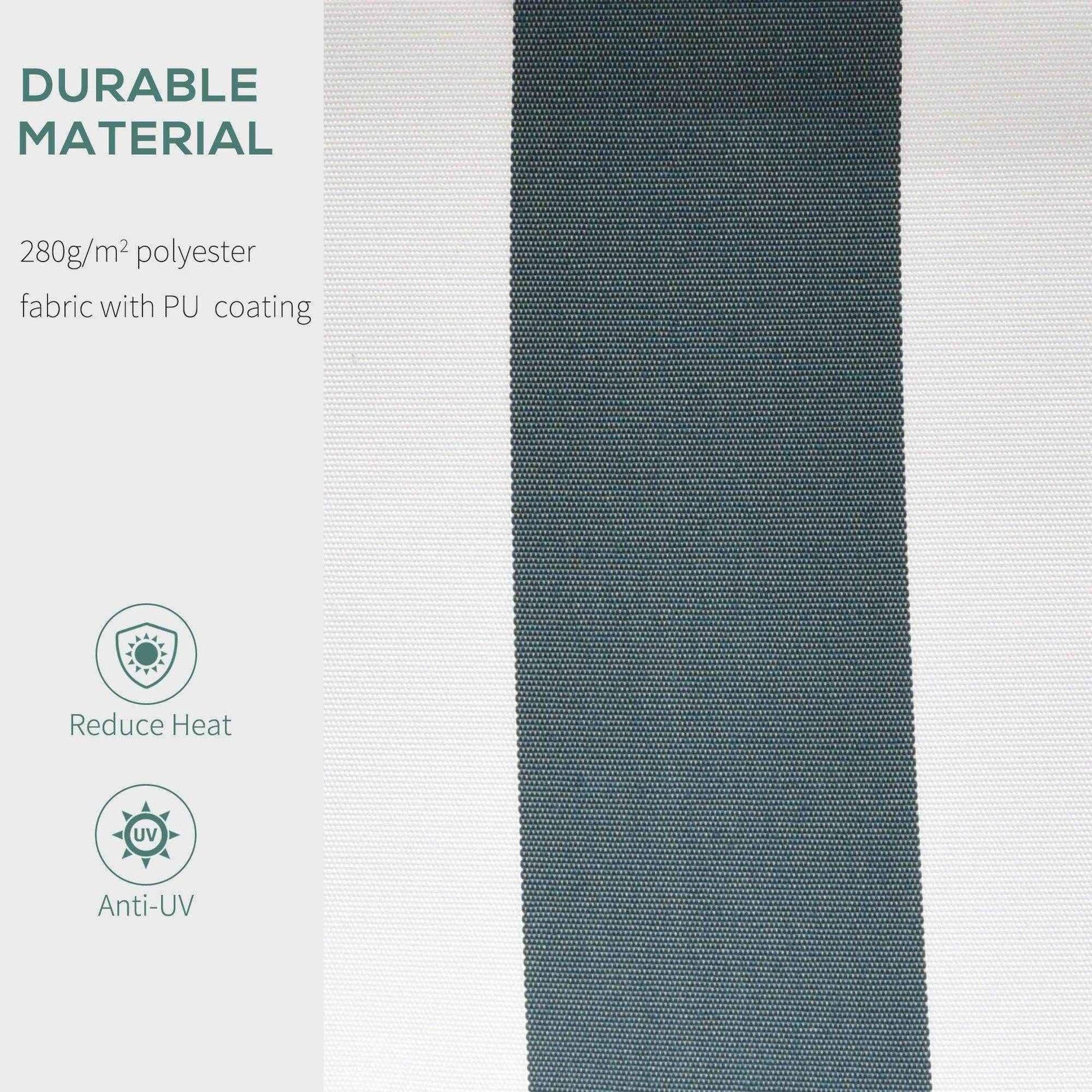 Outsunny 2.5m x 2m Manual Awning with Winding Handle - Green and White - ALL4U RETAILER LTD