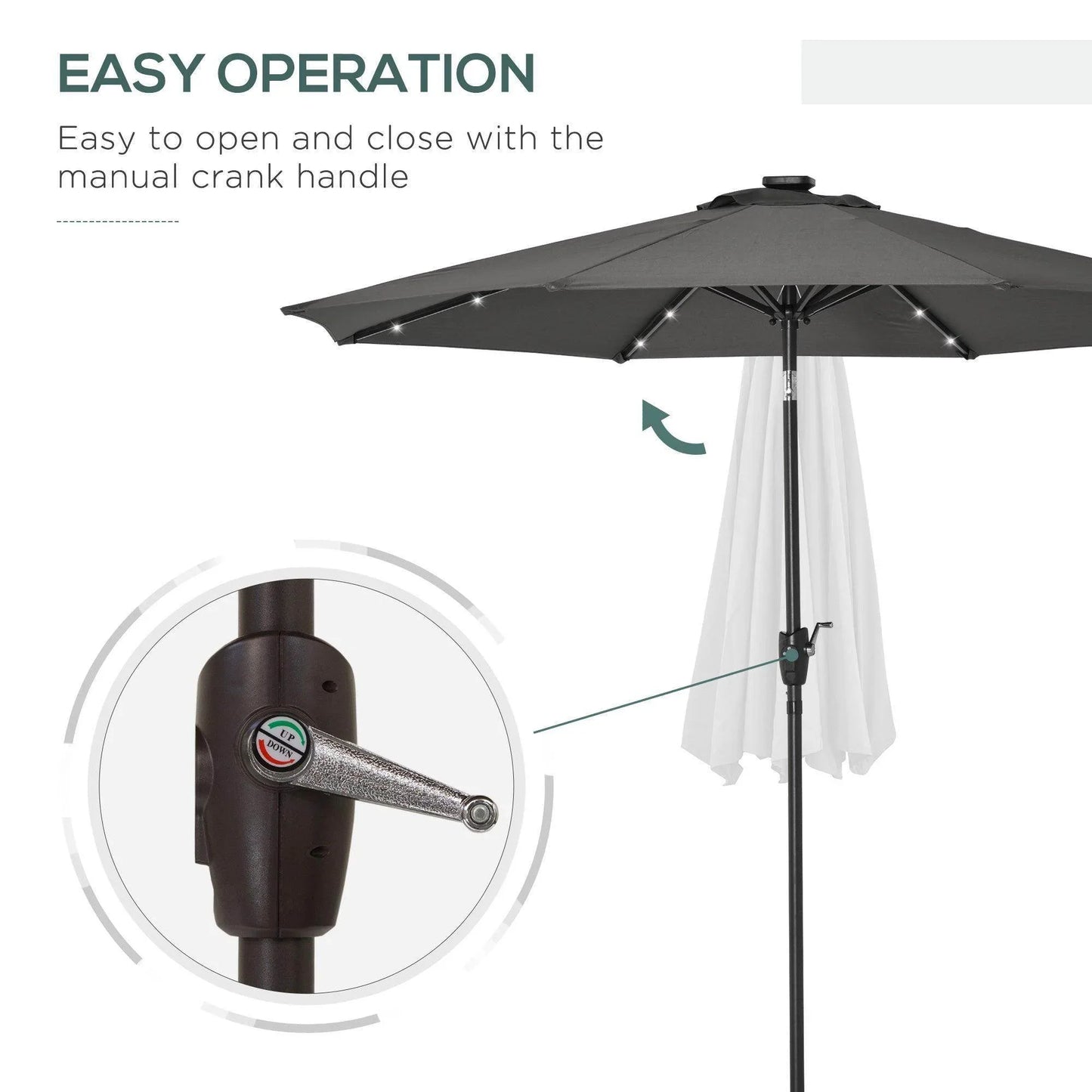 Outsunny 24 LED Light Outdoor Sun Umbrella - ALL4U RETAILER LTD
