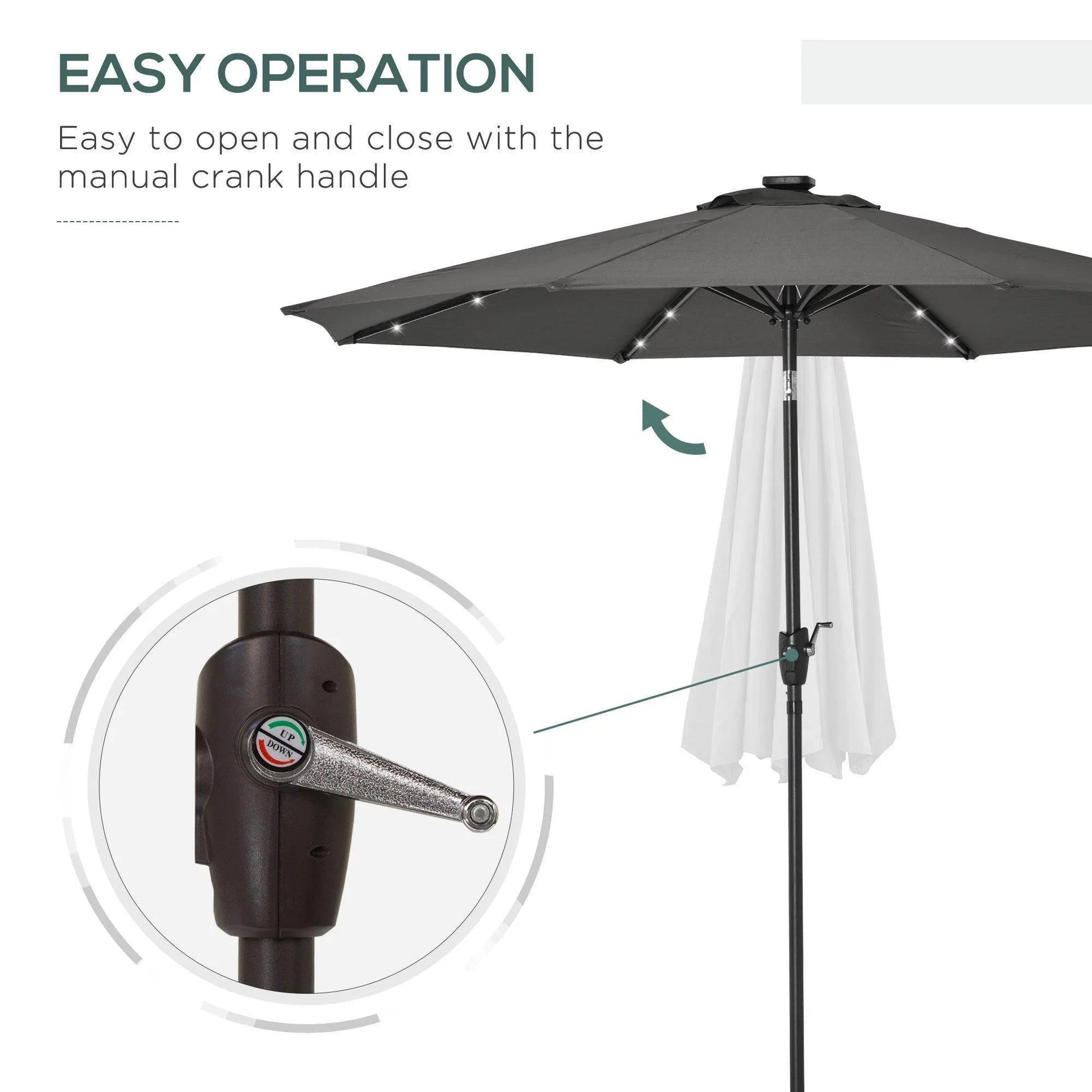 Outsunny 24 LED Light Outdoor Sun Umbrella - ALL4U RETAILER LTD