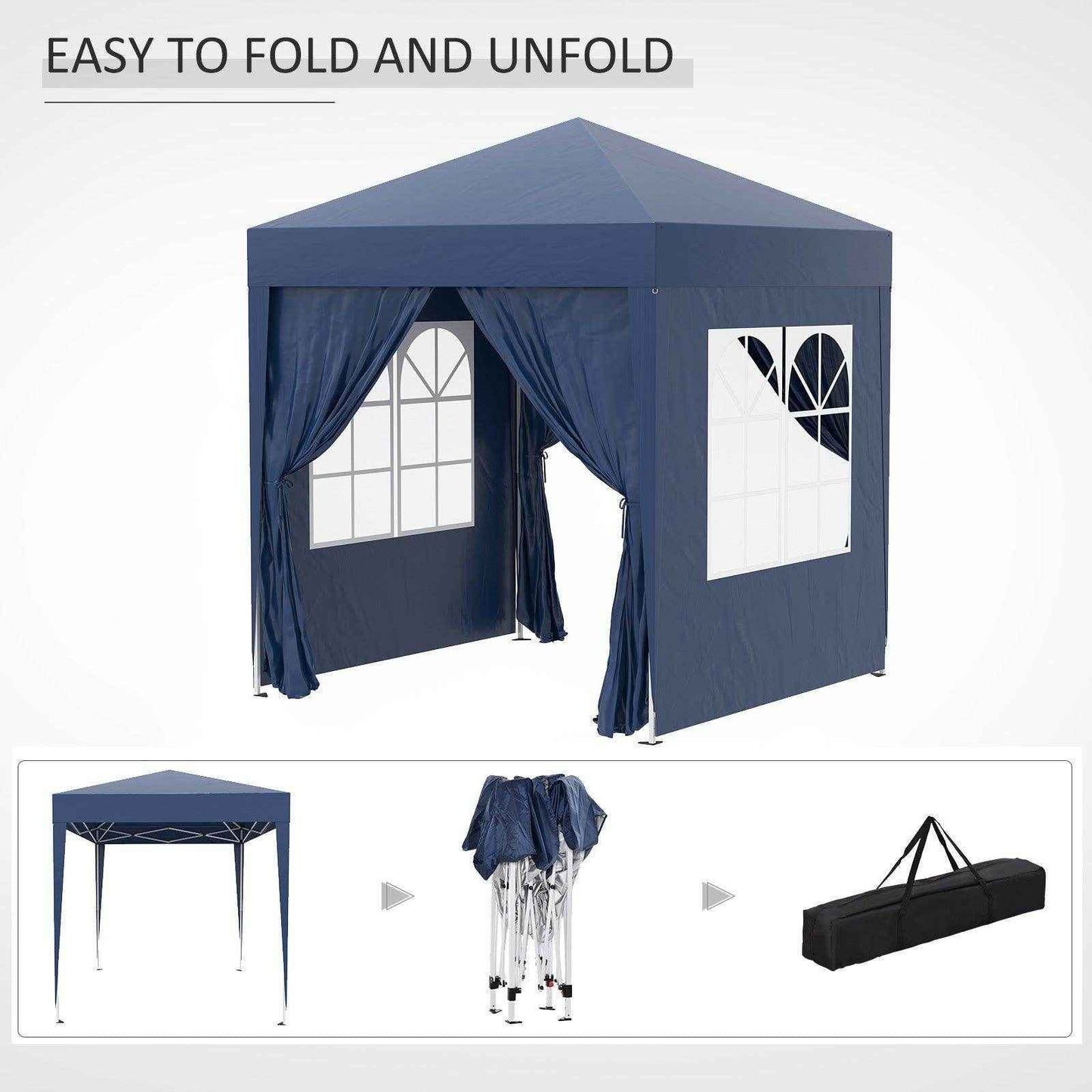 Outsunny 2x2m Pop Up Gazebo - Blue - ALL4U RETAILER LTD