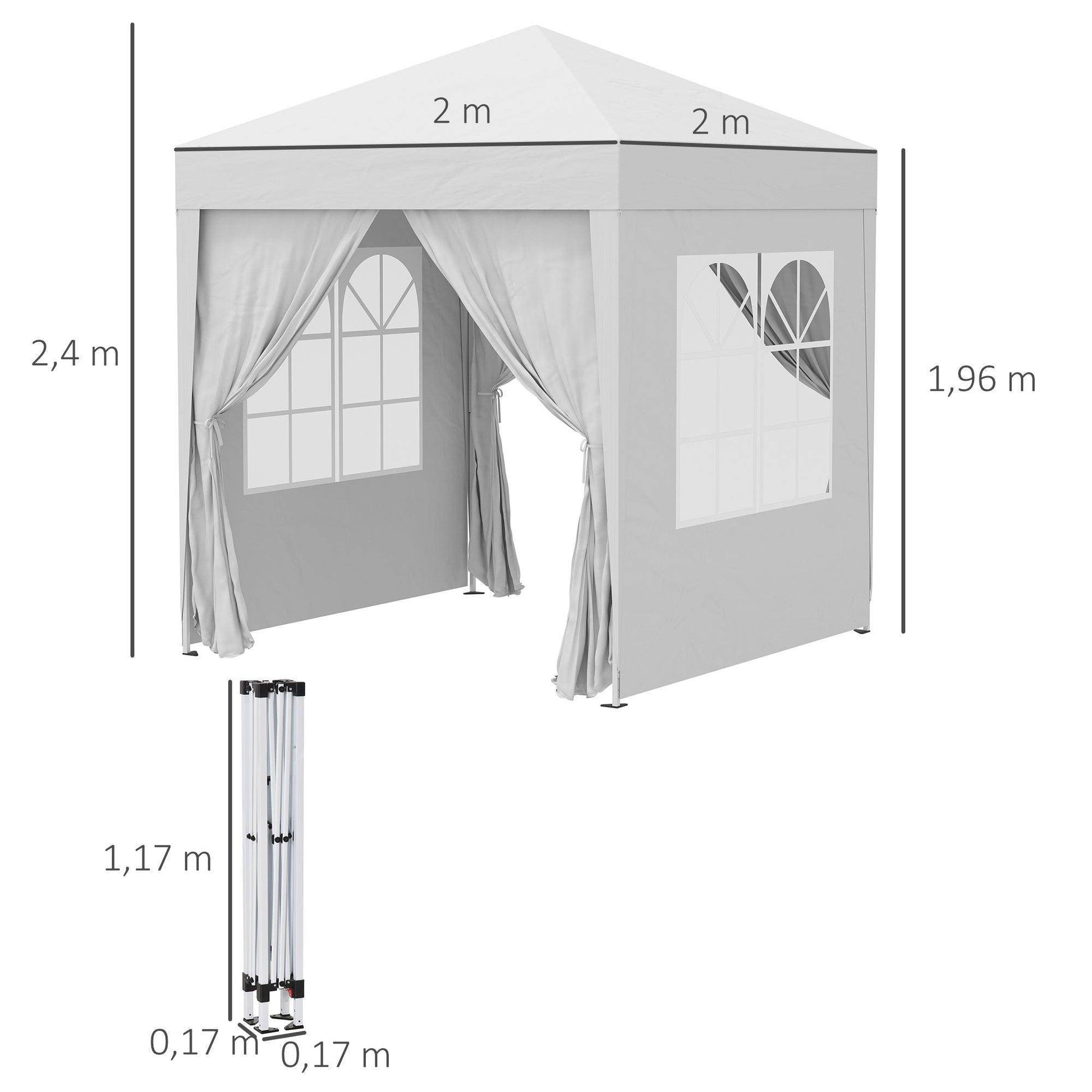 Outsunny 2x2m Pop Up Gazebo - White - ALL4U RETAILER LTD