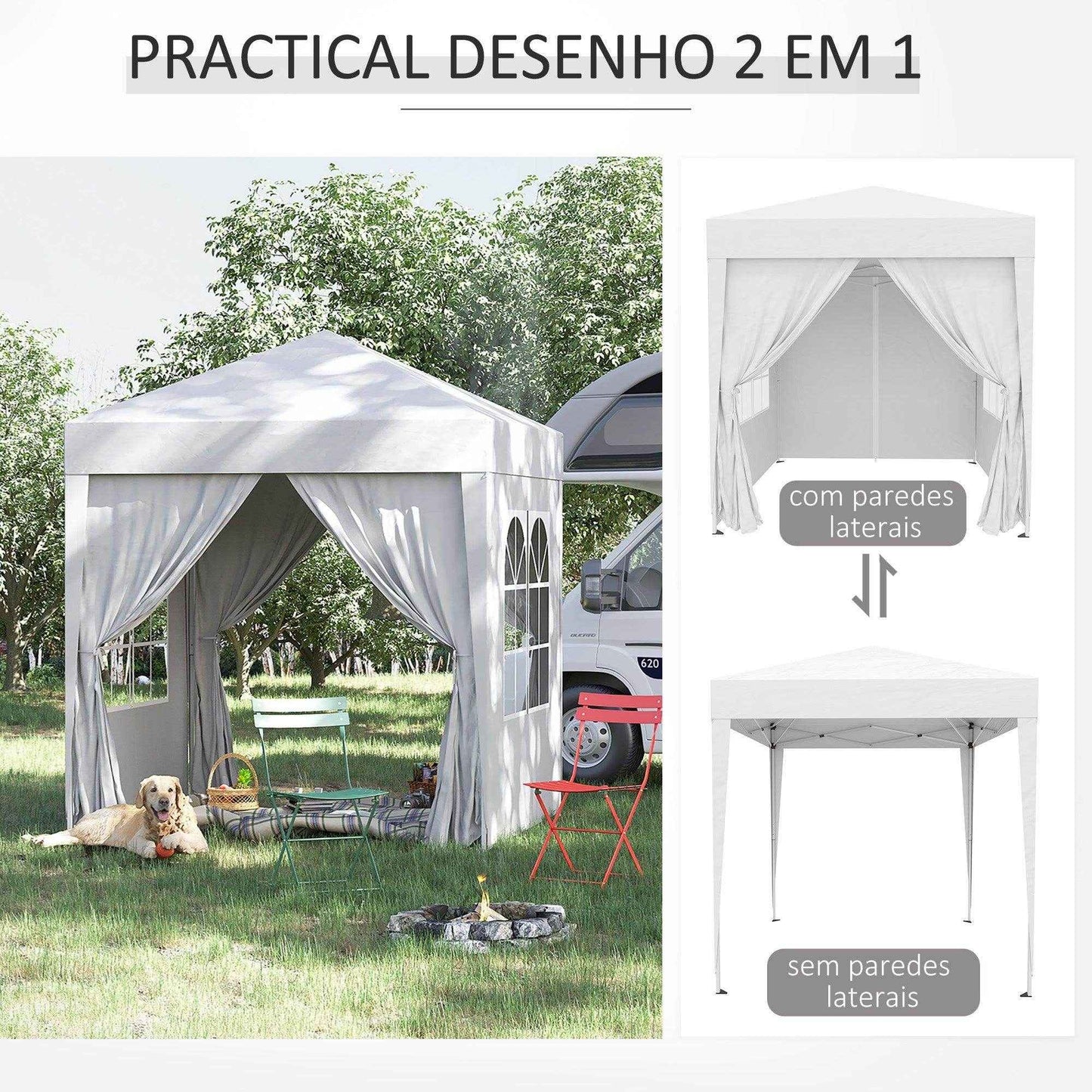 Outsunny 2x2m Pop Up Gazebo - White - ALL4U RETAILER LTD