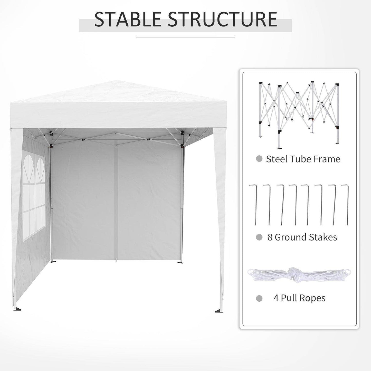 Outsunny 2x2m Pop Up Gazebo - White - ALL4U RETAILER LTD