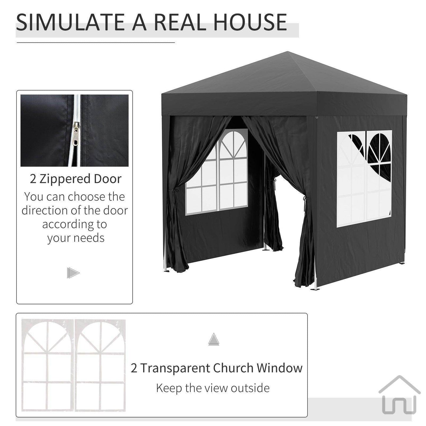 Outsunny 2x2m Pop Up Gazebo in Black - ALL4U RETAILER LTD